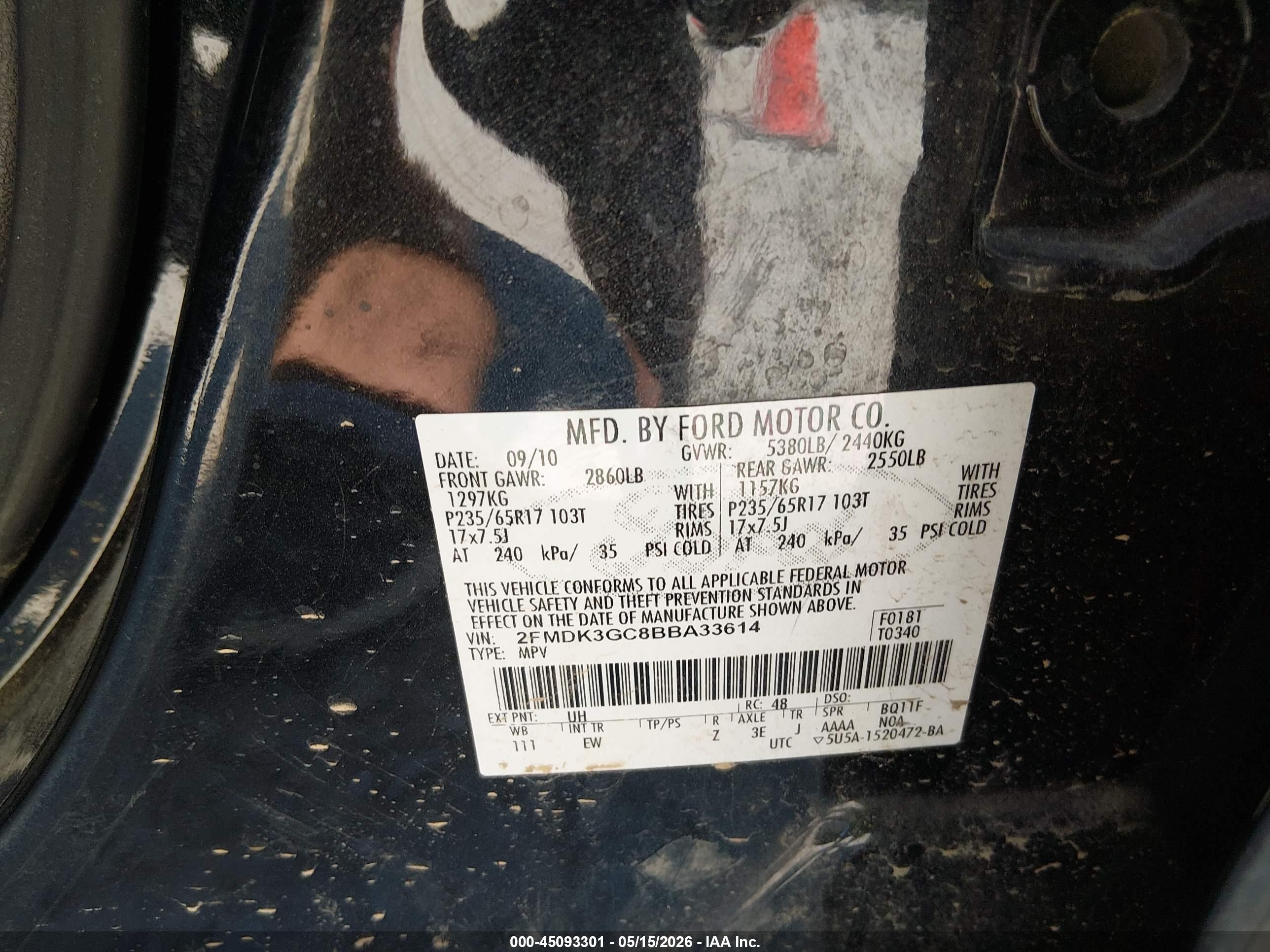 2011 Ford Edge Se Black vin: 2FMDK3GC8BBA33614