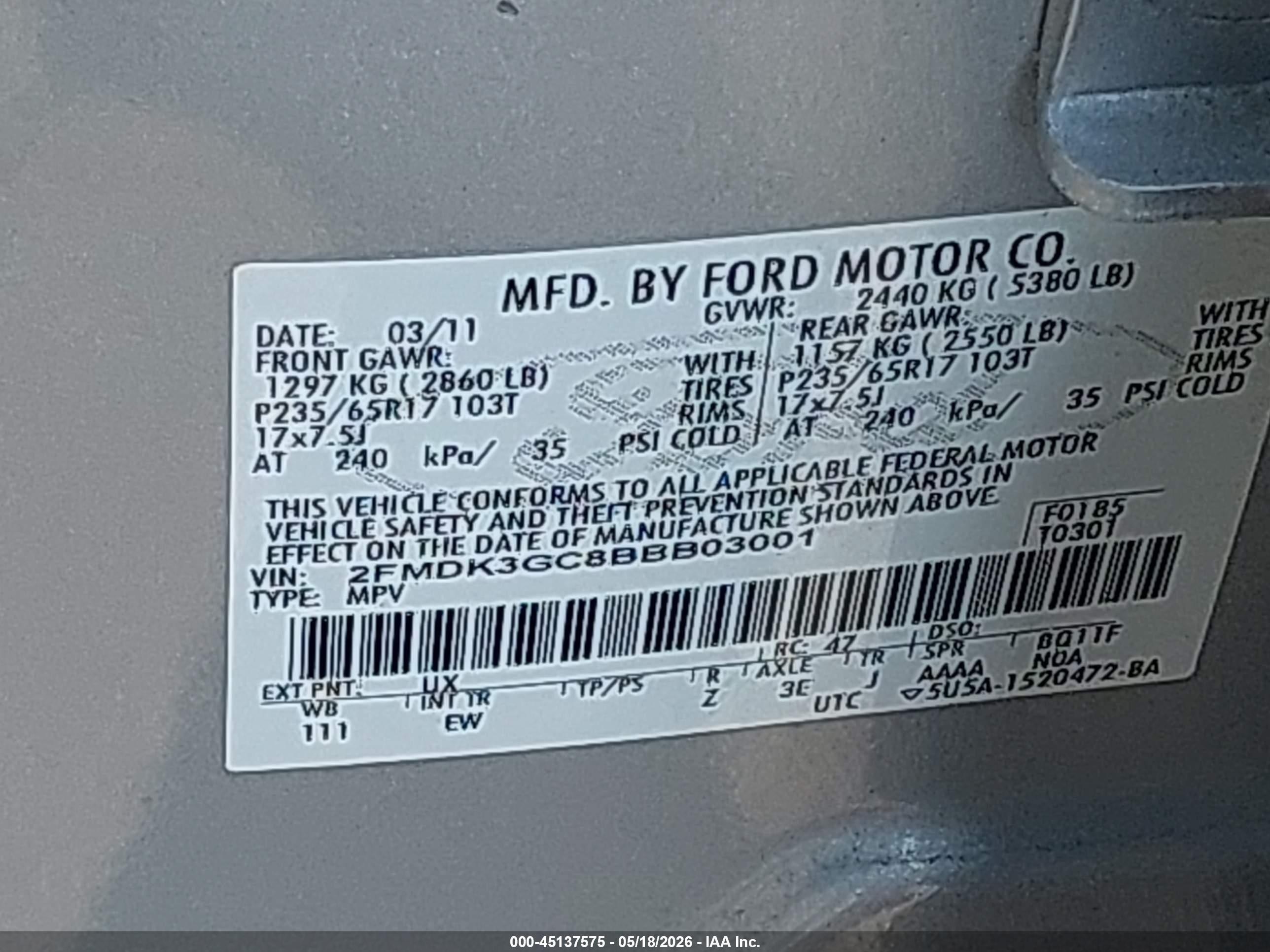 2011 Ford Edge Se Silver vin: 2FMDK3GC8BBB03001