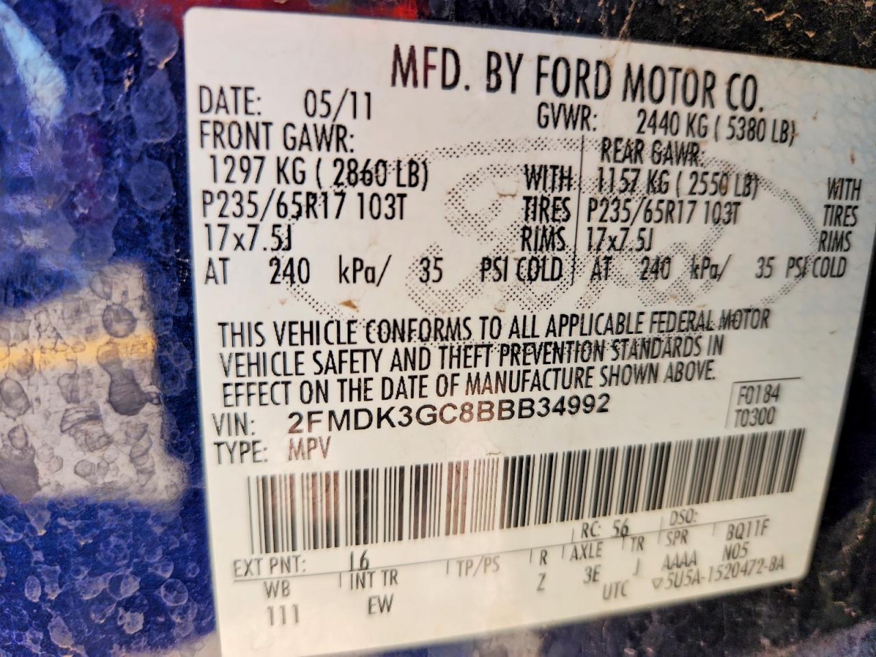 2011 Ford Edge Se Blue vin: 2FMDK3GC8BBB34992