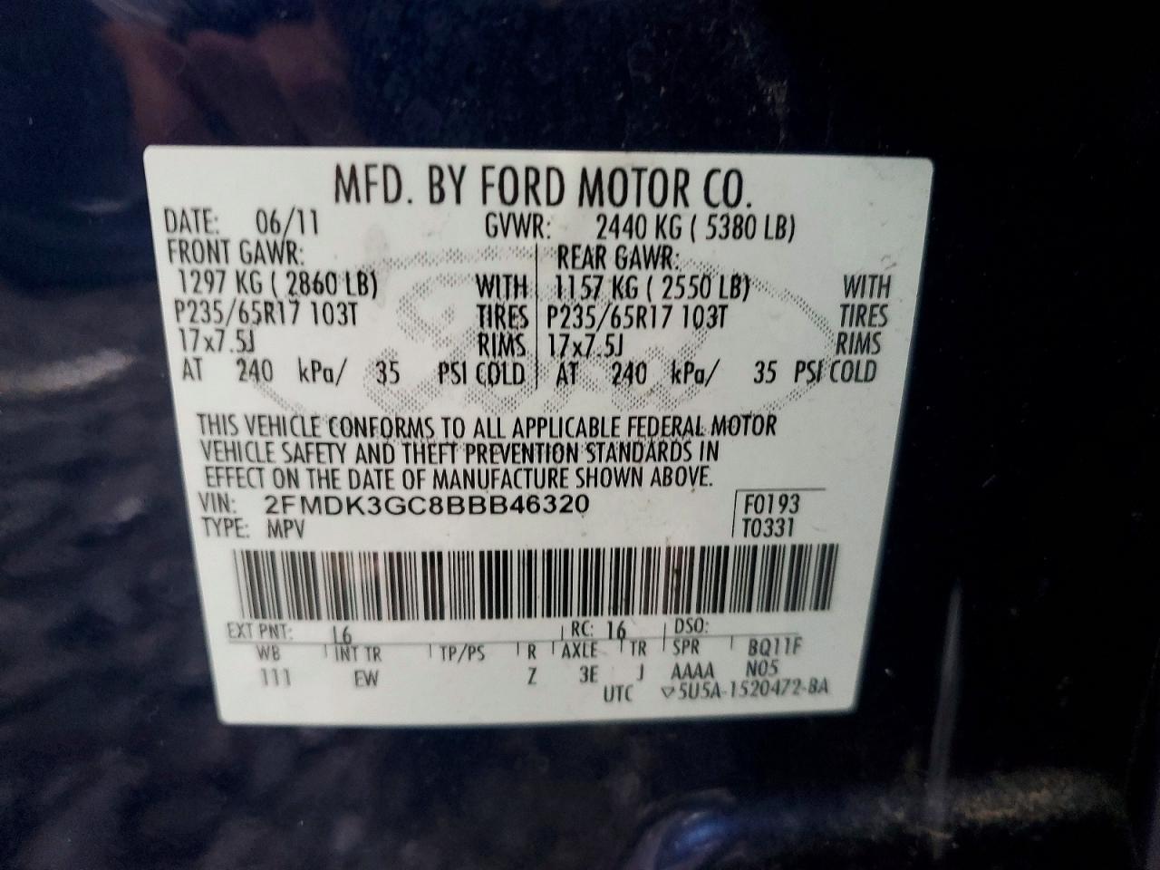 2011 Ford Edge Se Blue vin: 2FMDK3GC8BBB46320
