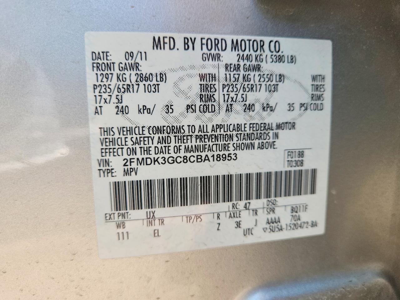 2012 Ford Edge Se Silver vin: 2FMDK3GC8CBA18953