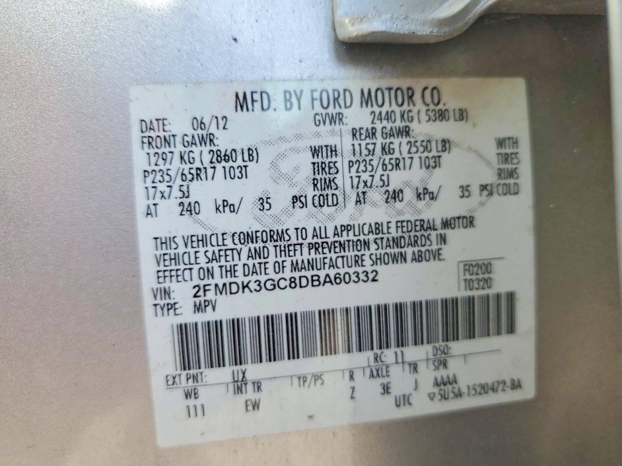 2013 Ford Edge Se Silver vin: 2FMDK3GC8DBA60332