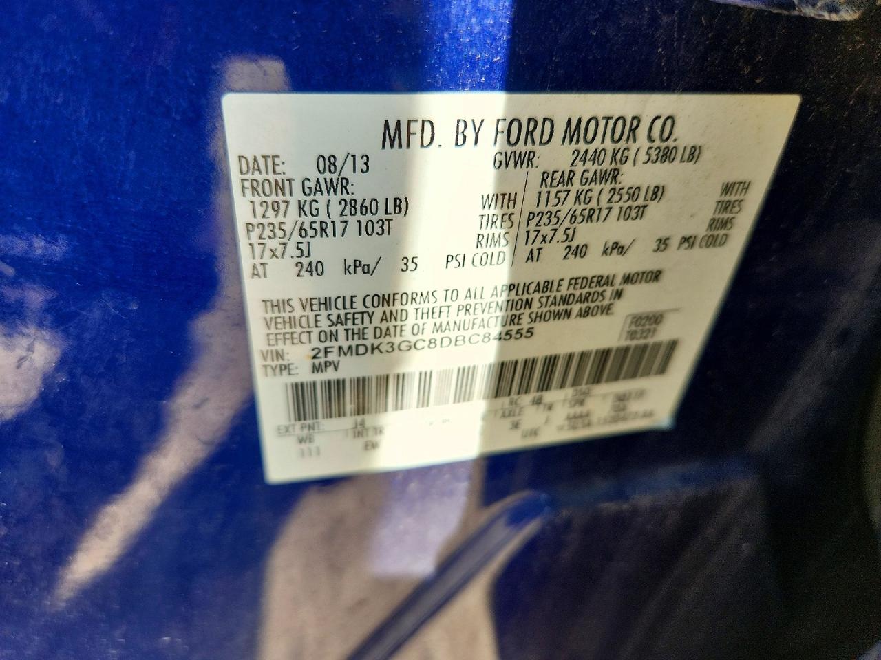 2013 Ford Edge Se Blue vin: 2FMDK3GC8DBC84555
