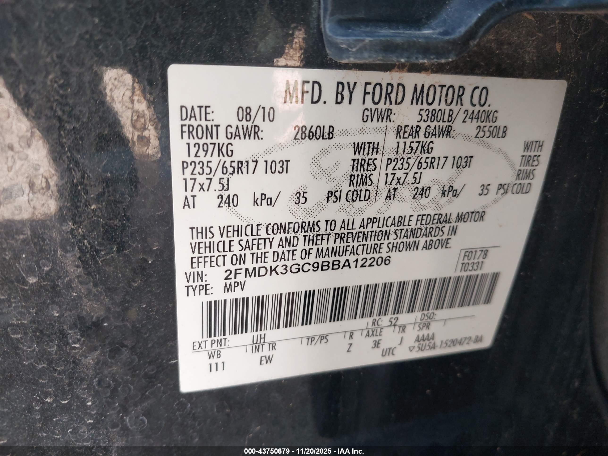 2011 Ford Edge Se Black vin: 2FMDK3GC9BBA12206