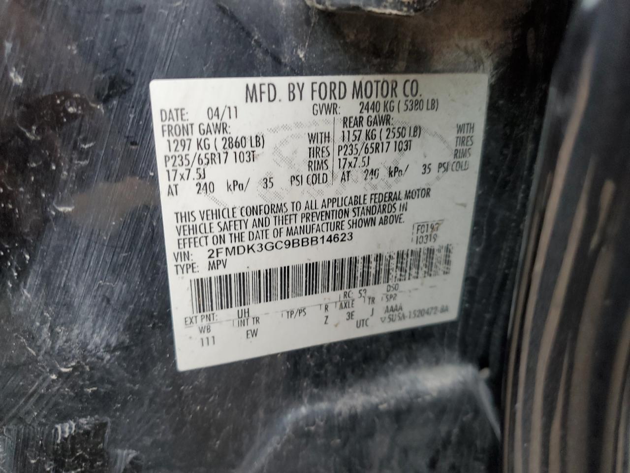 2011 Ford Edge Se Black vin: 2FMDK3GC9BBB14623