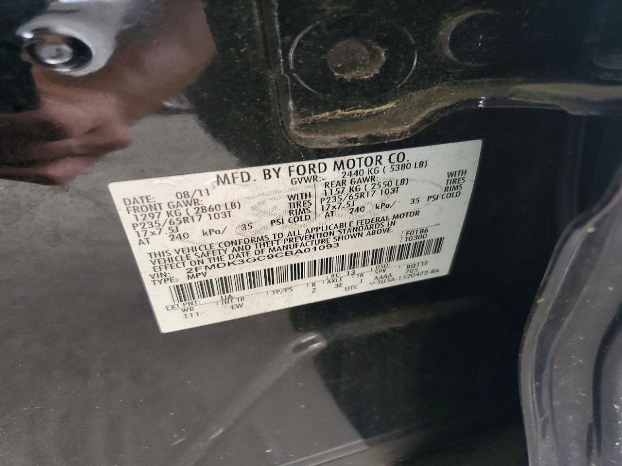 2012 Ford Edge Se Черный vin: 2FMDK3GC9CBA01093