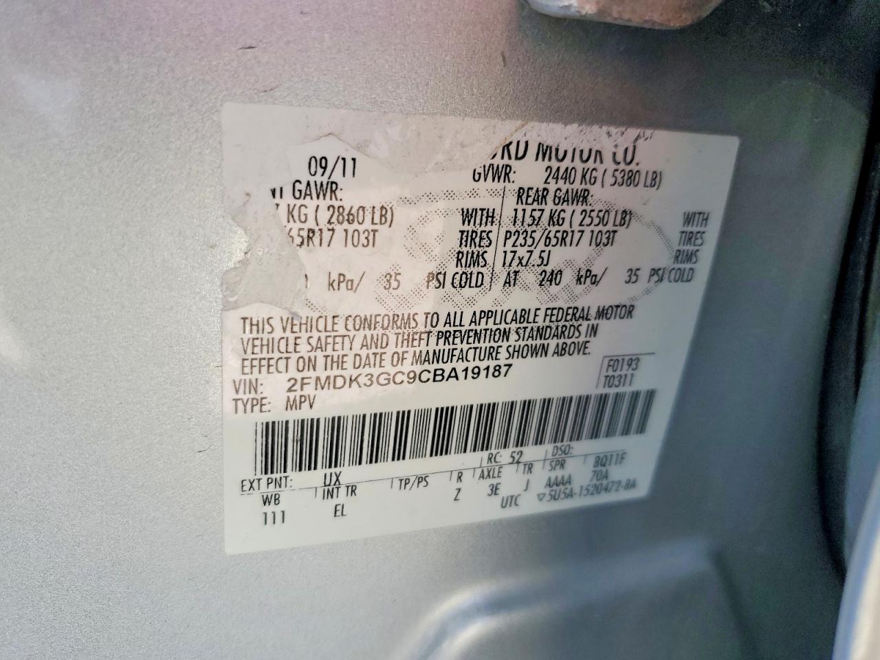 2012 Ford Edge Se Silver vin: 2FMDK3GC9CBA19187