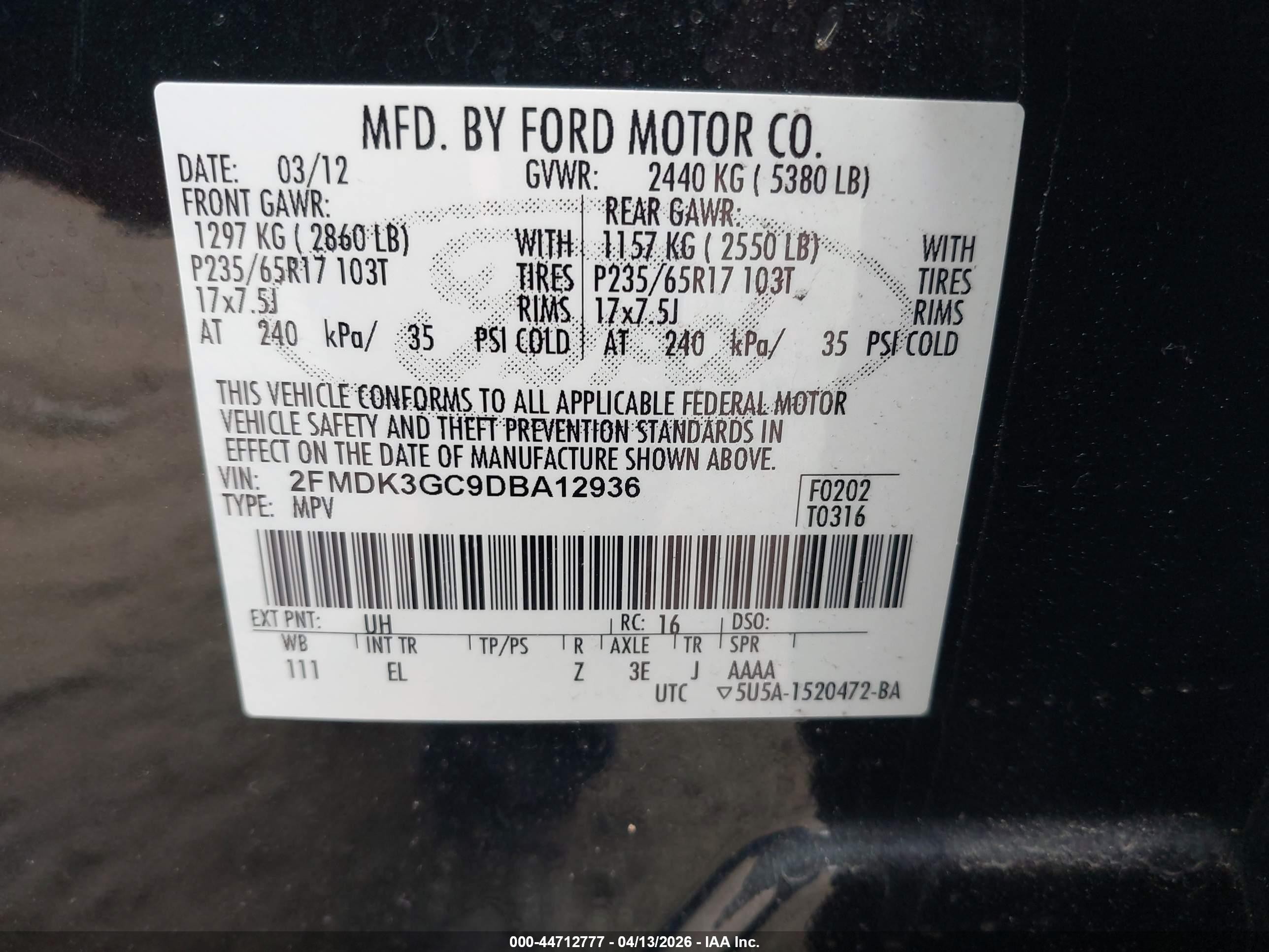 2013 Ford Edge Se Black vin: 2FMDK3GC9DBA12936