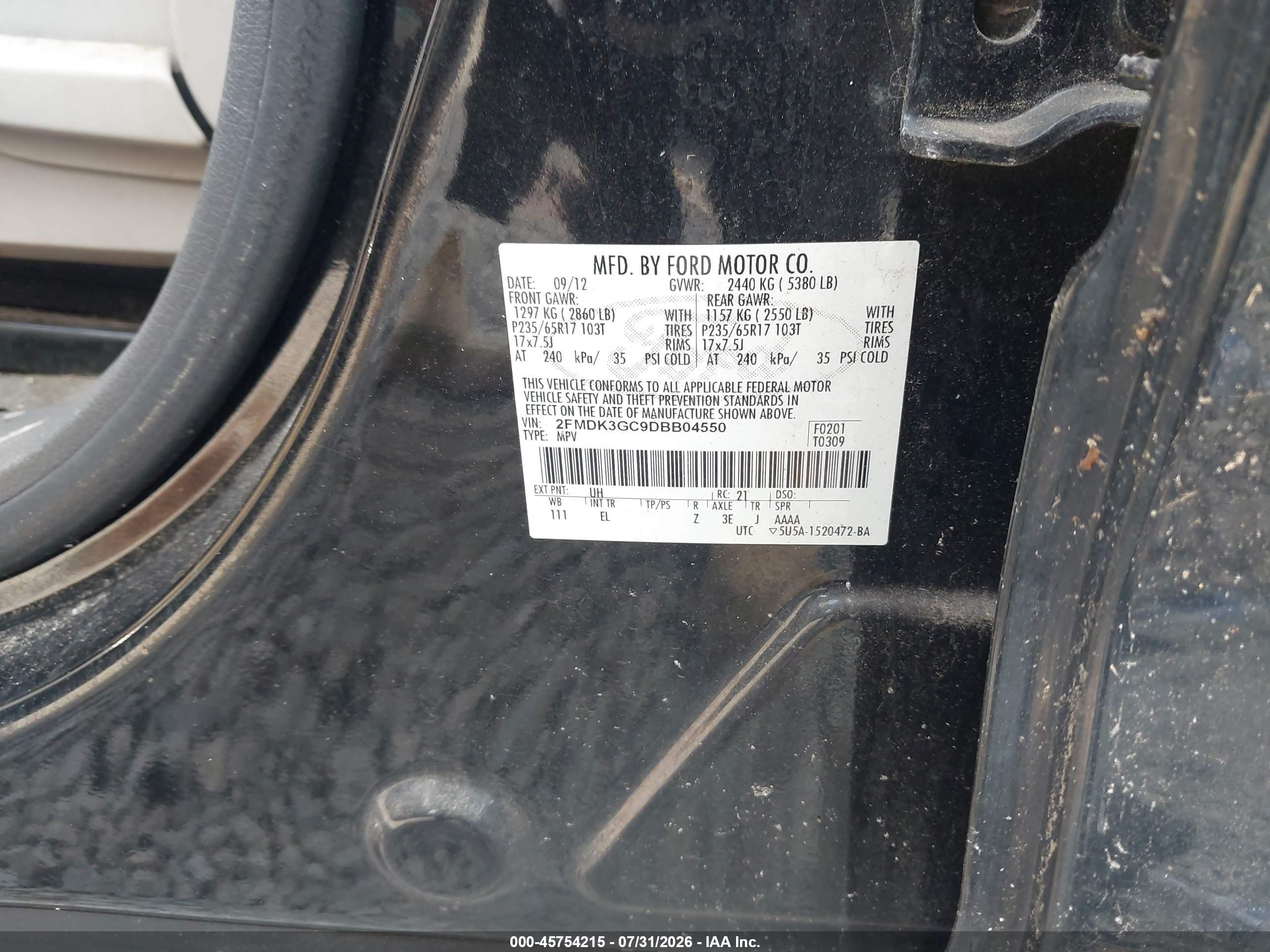 2013 Ford Edge Se Black vin: 2FMDK3GC9DBB04550