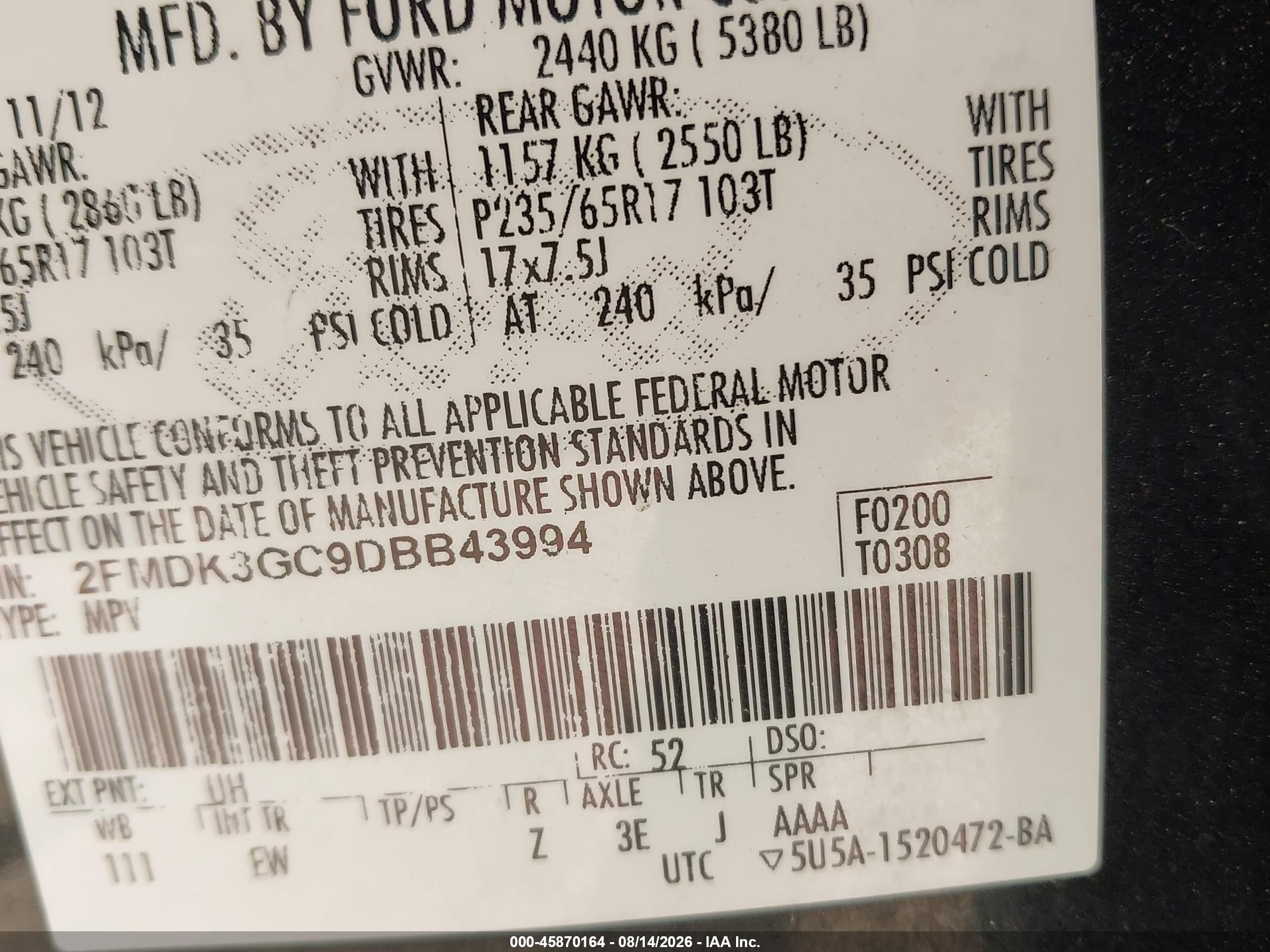 2013 Ford Edge Se Black vin: 2FMDK3GC9DBB43994