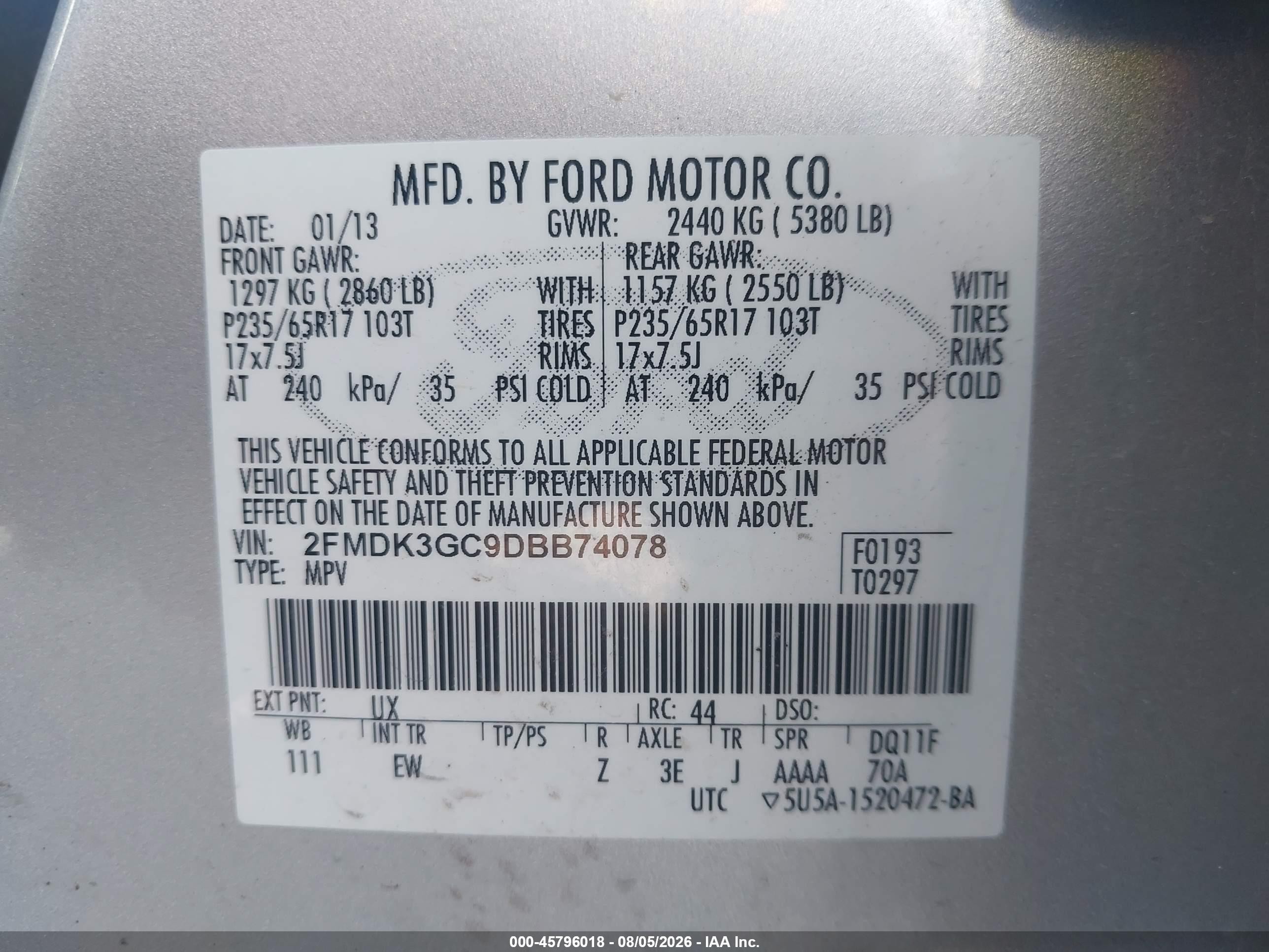 2013 Ford Edge Se Серебряный vin: 2FMDK3GC9DBB74078