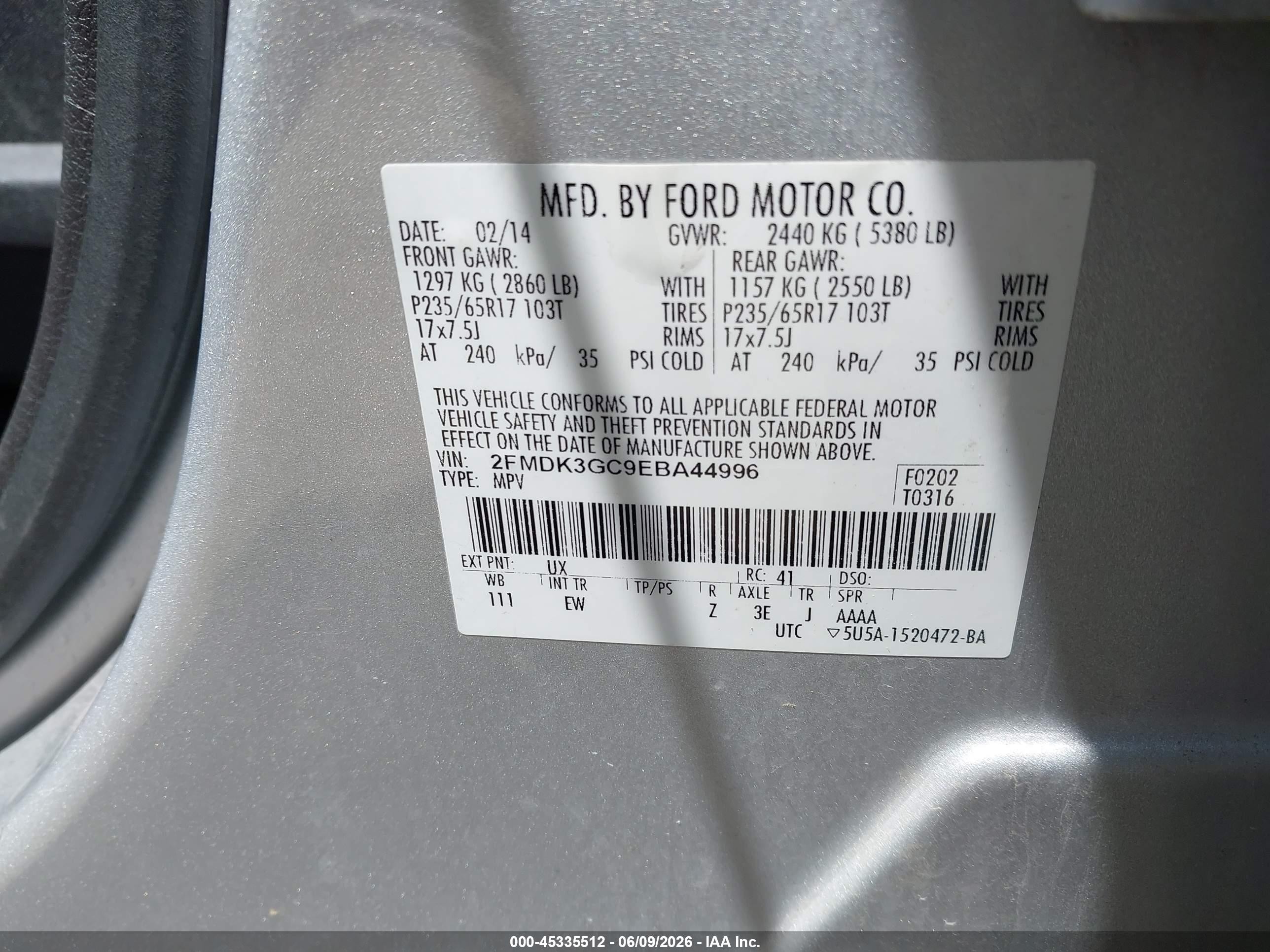 2014 Ford Edge Se Silver vin: 2FMDK3GC9EBA44996