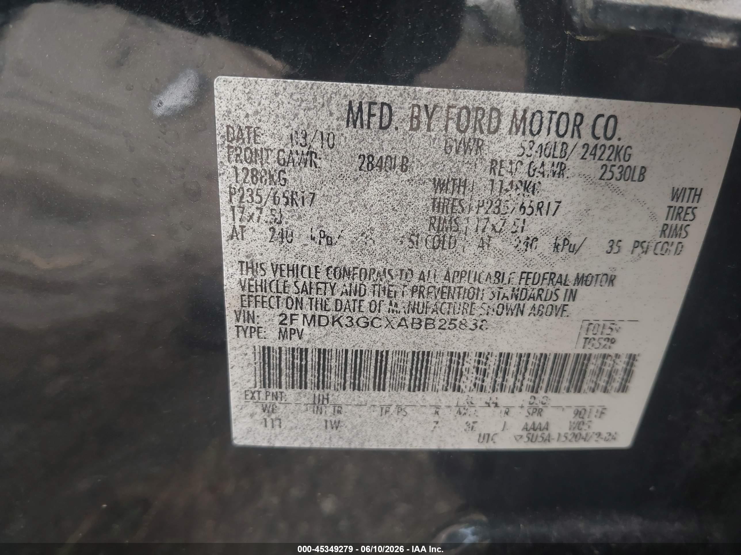 2010 Ford Edge Se Black vin: 2FMDK3GCXABB25838