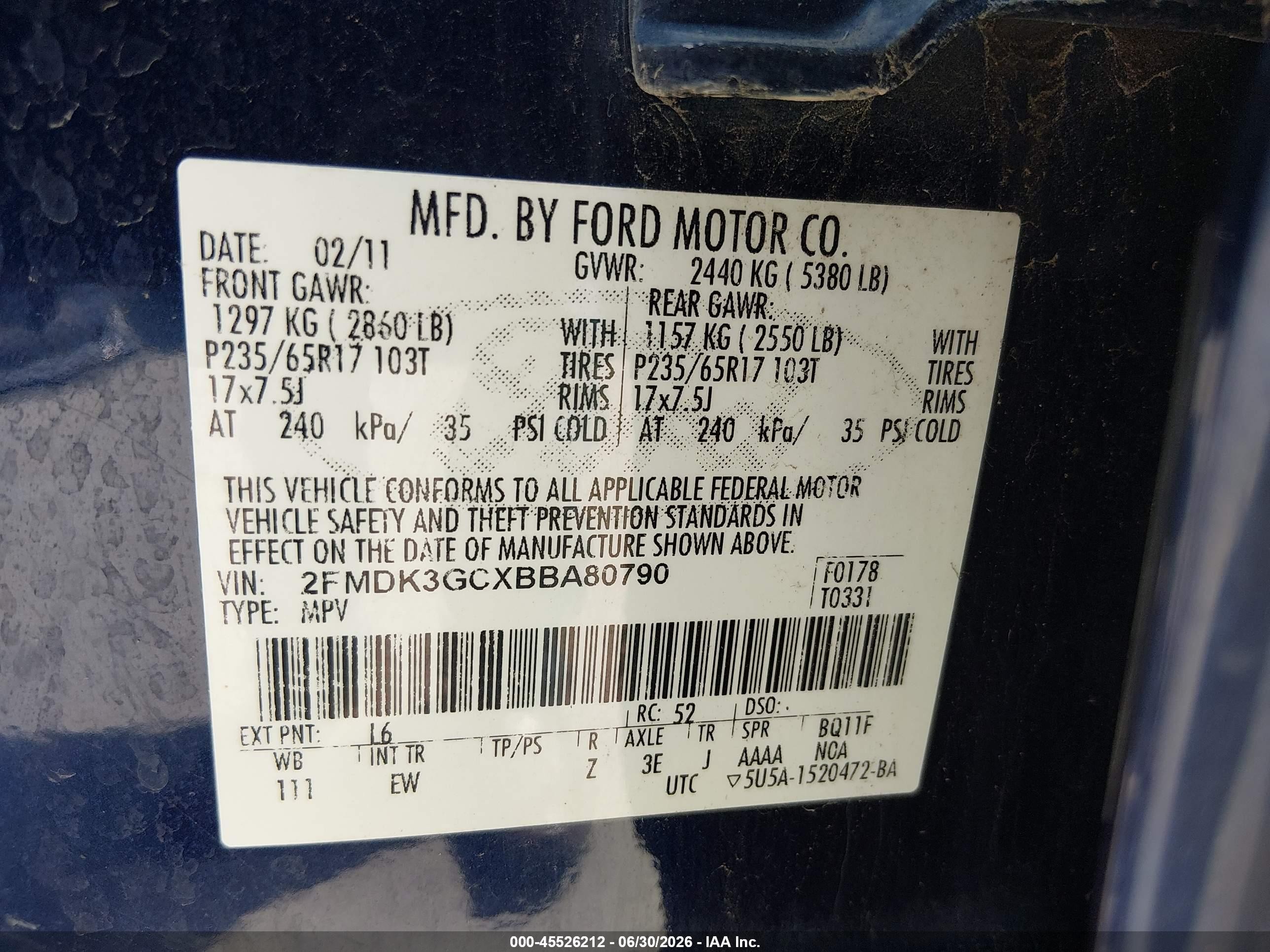 2011 Ford Edge Se Dark Blue vin: 2FMDK3GCXBBA80790