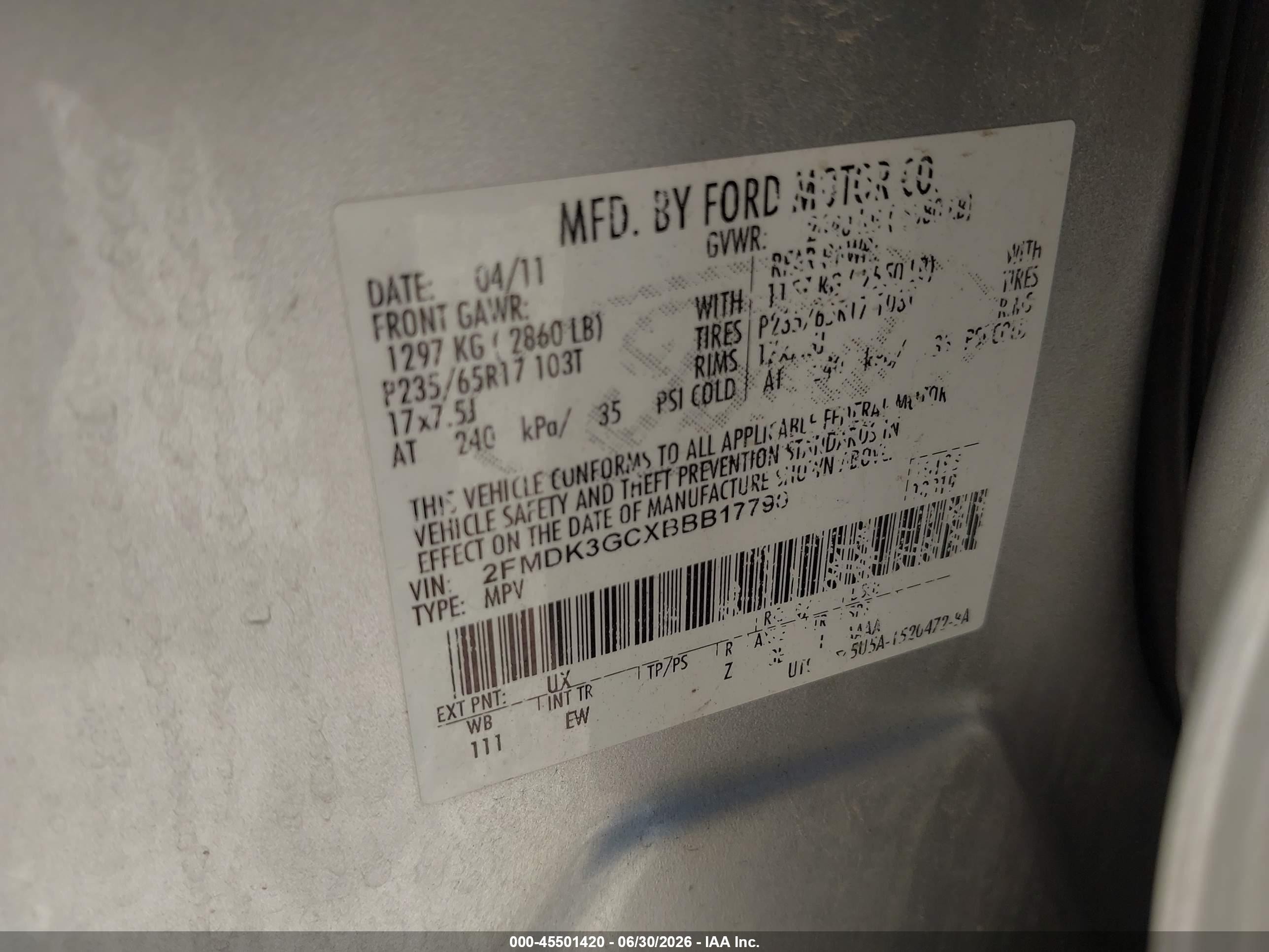 2011 Ford Edge Se Silver vin: 2FMDK3GCXBBB17790