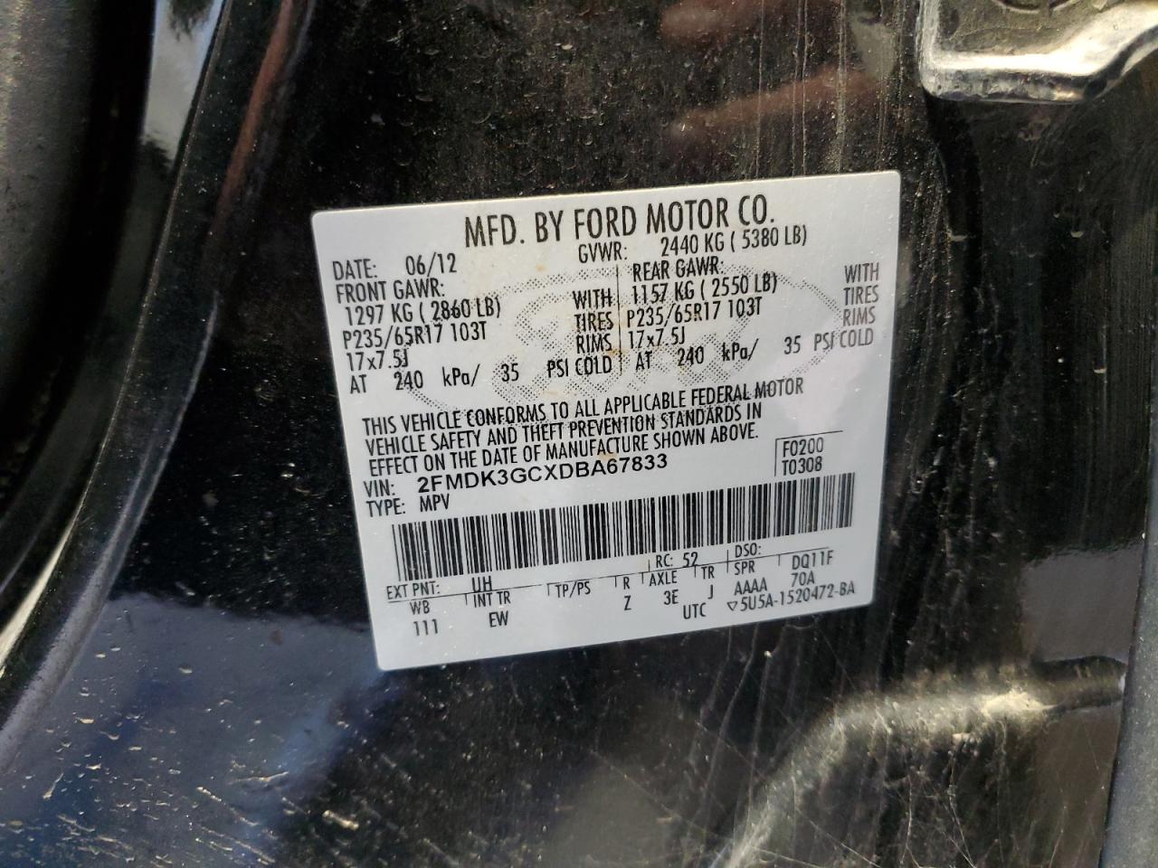 2013 Ford Edge Se Черный vin: 2FMDK3GCXDBA67833