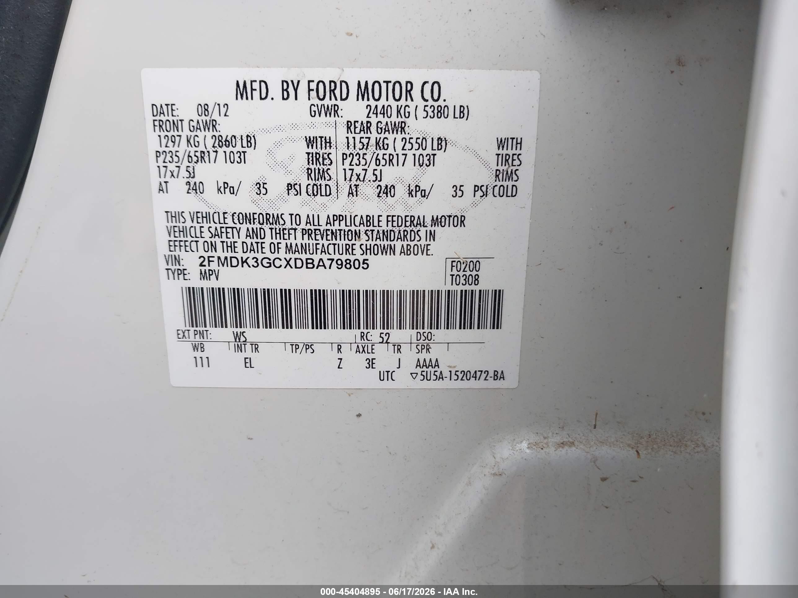 2013 Ford Edge Se White vin: 2FMDK3GCXDBA79805
