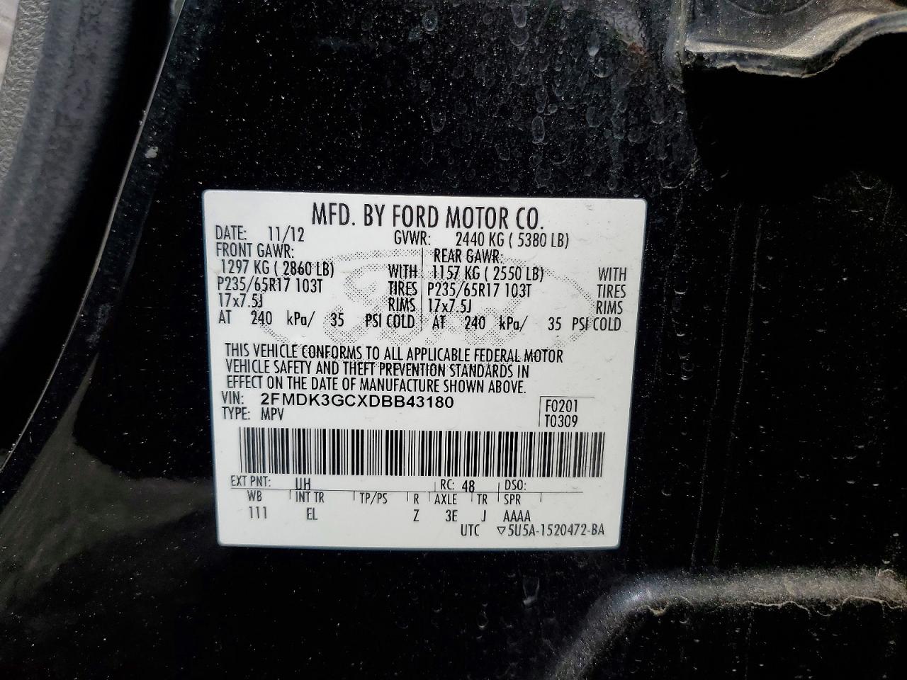2013 Ford Edge Se Black vin: 2FMDK3GCXDBB43180