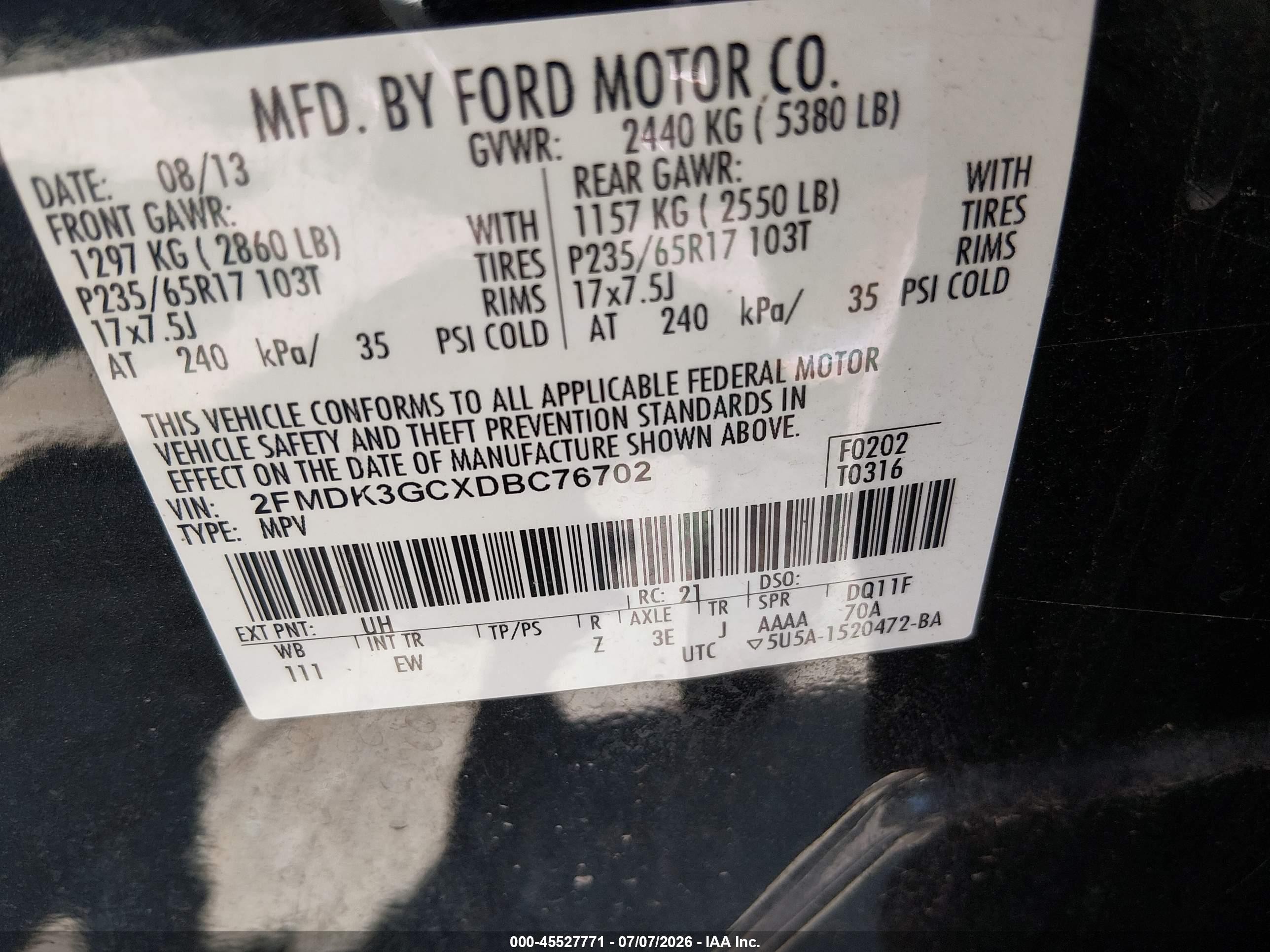 2013 Ford Edge Se Black vin: 2FMDK3GCXDBC76702