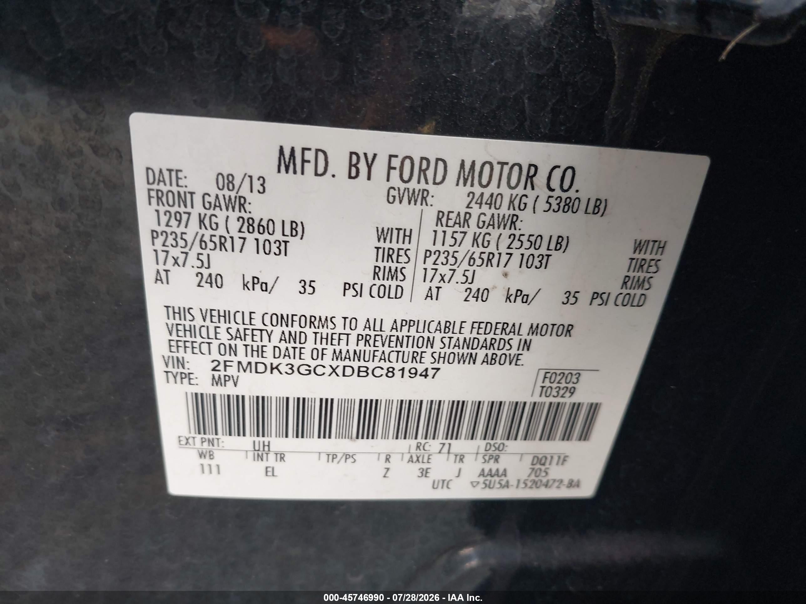 2013 Ford Edge Se Черный vin: 2FMDK3GCXDBC81947