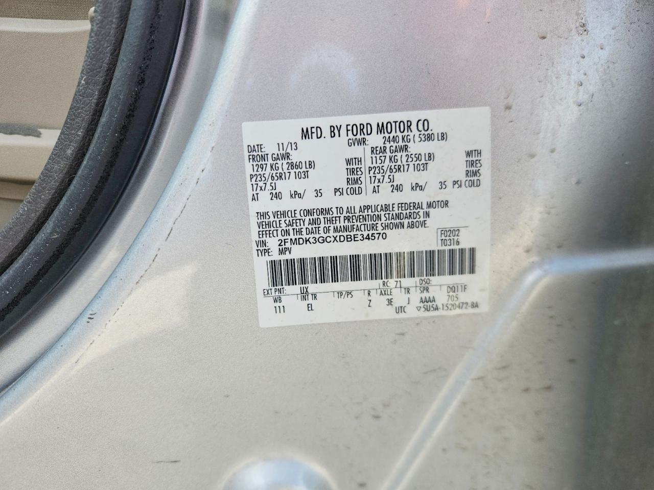 2013 Ford Edge Se Gray vin: 2FMDK3GCXDBE34570