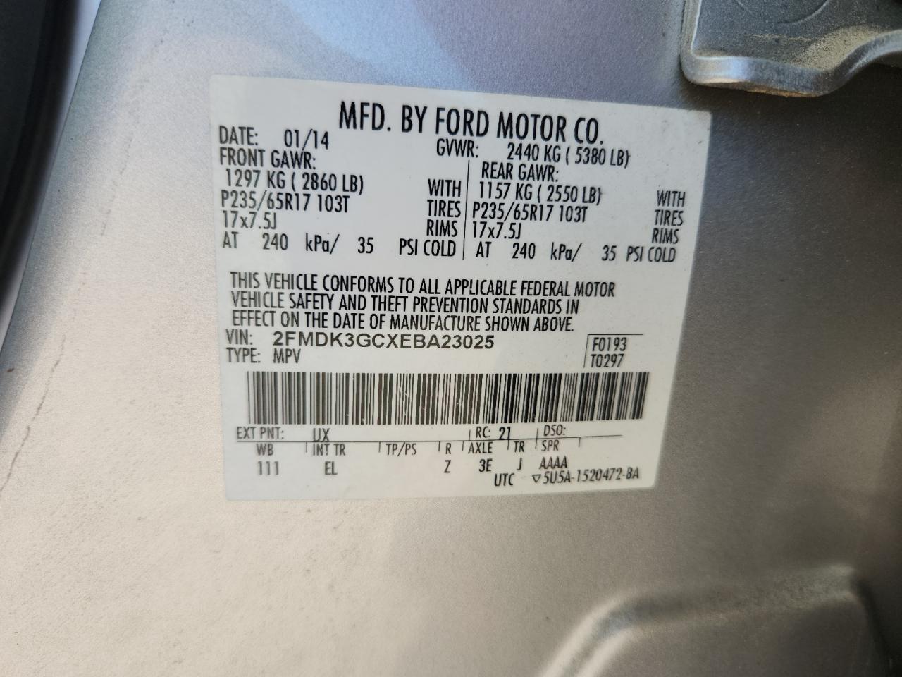 2014 Ford Edge Se Silver vin: 2FMDK3GCXEBA23025
