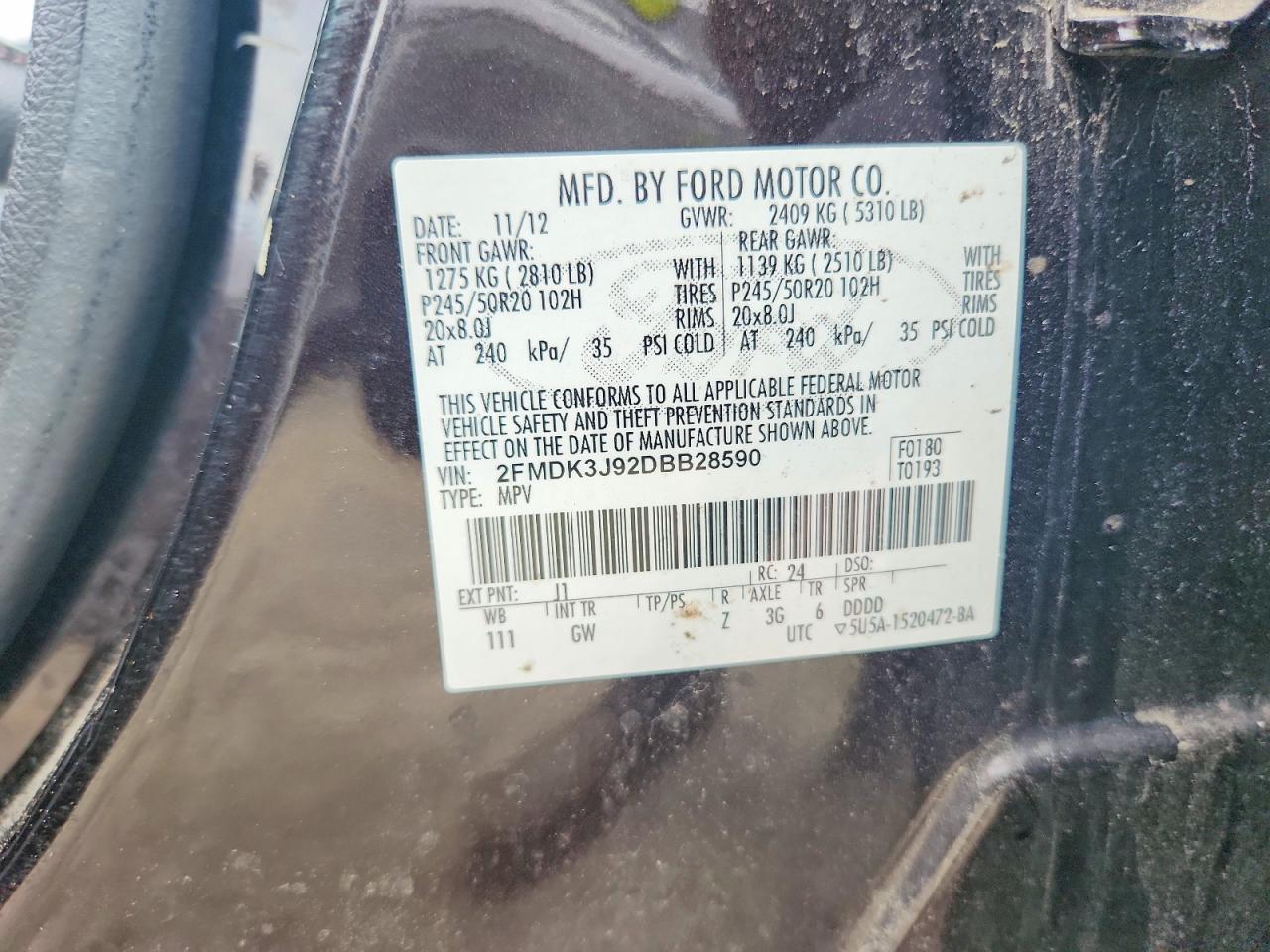 2013 Ford Edge Sel Black vin: 2FMDK3J92DBB28590