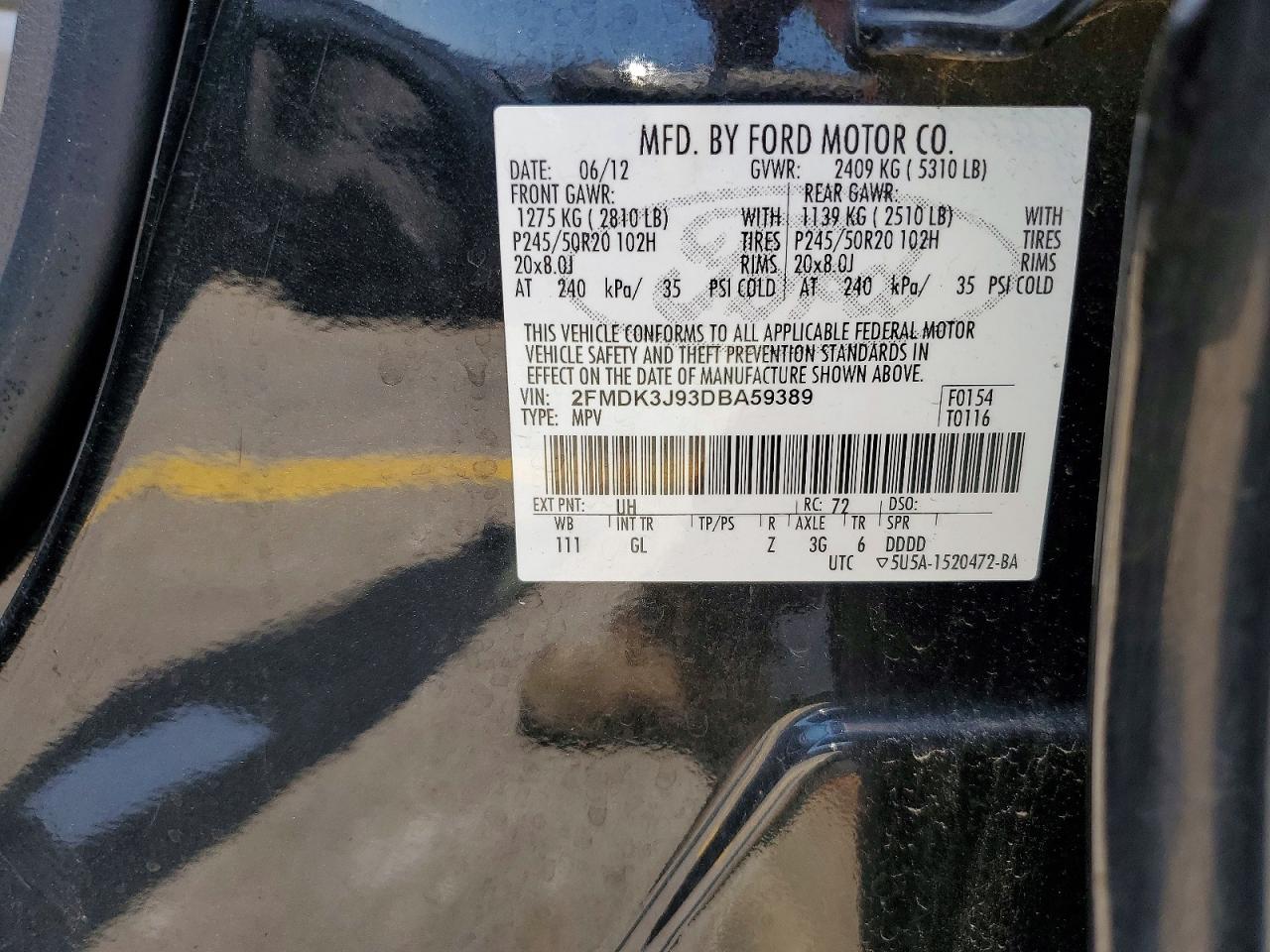 2013 Ford Edge Sel Black vin: 2FMDK3J93DBA59389