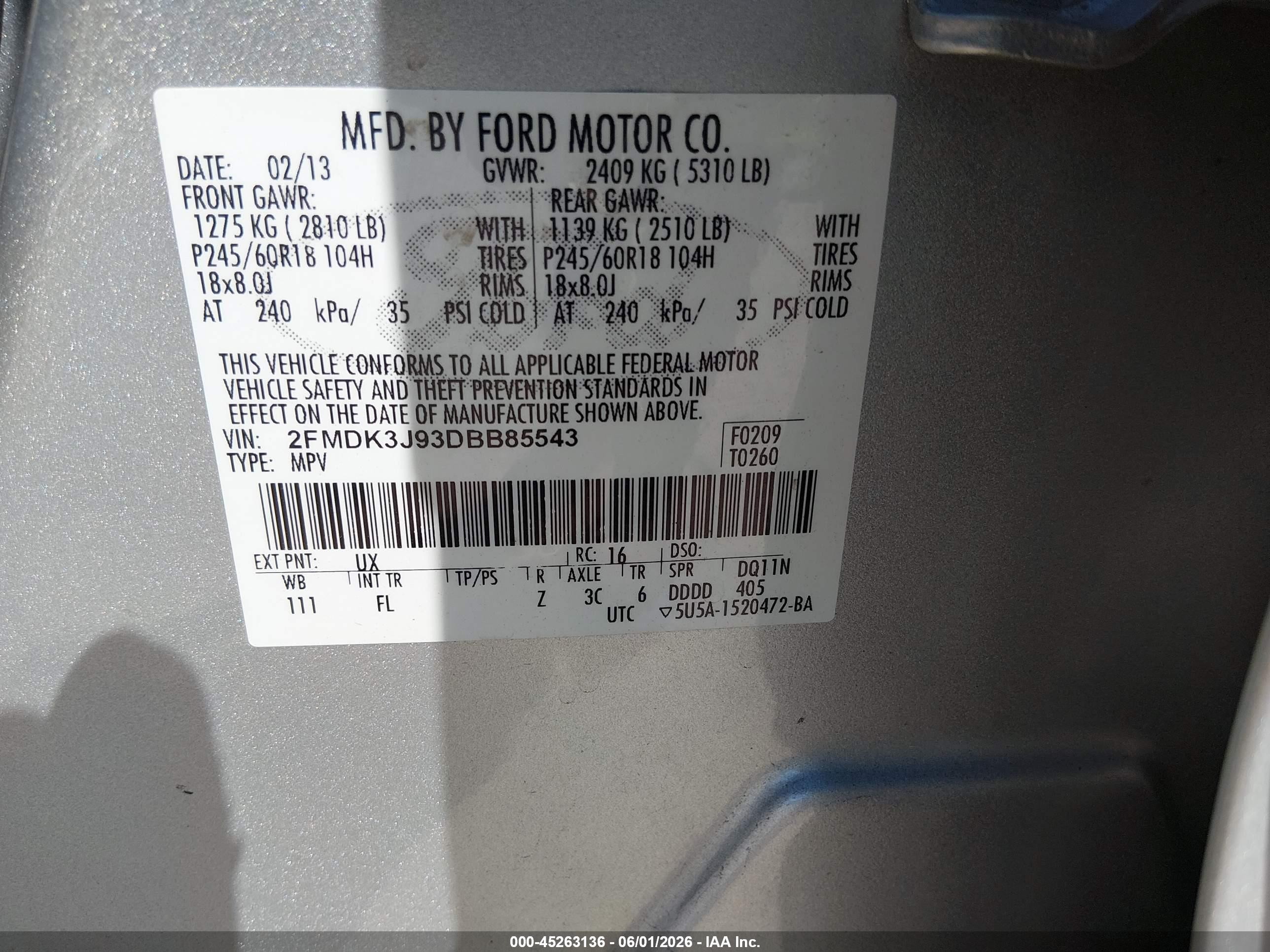 2013 Ford Edge Sel Silver vin: 2FMDK3J93DBB85543