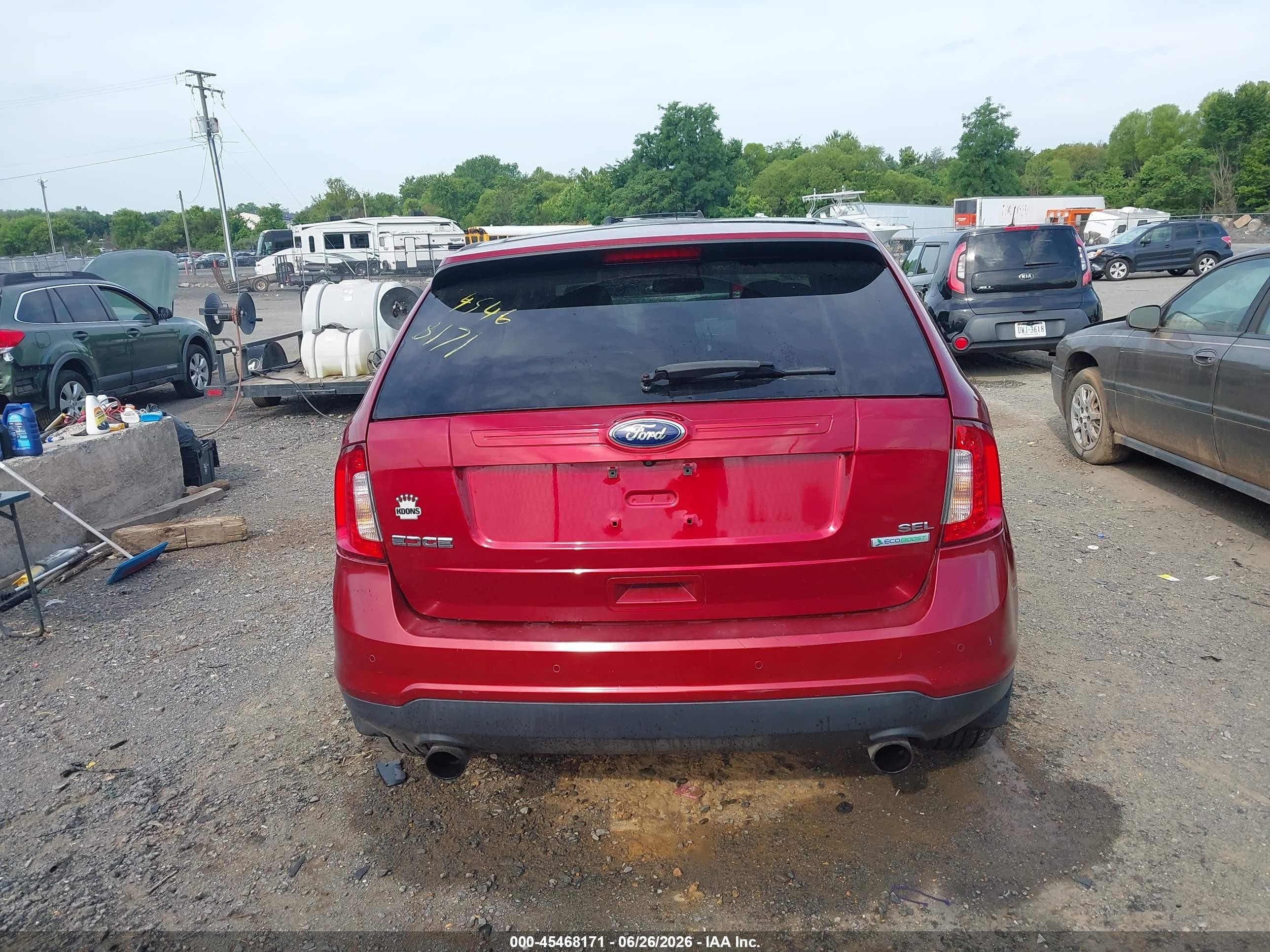 2013 Ford Edge Sel Red vin: 2FMDK3J95DBA43601