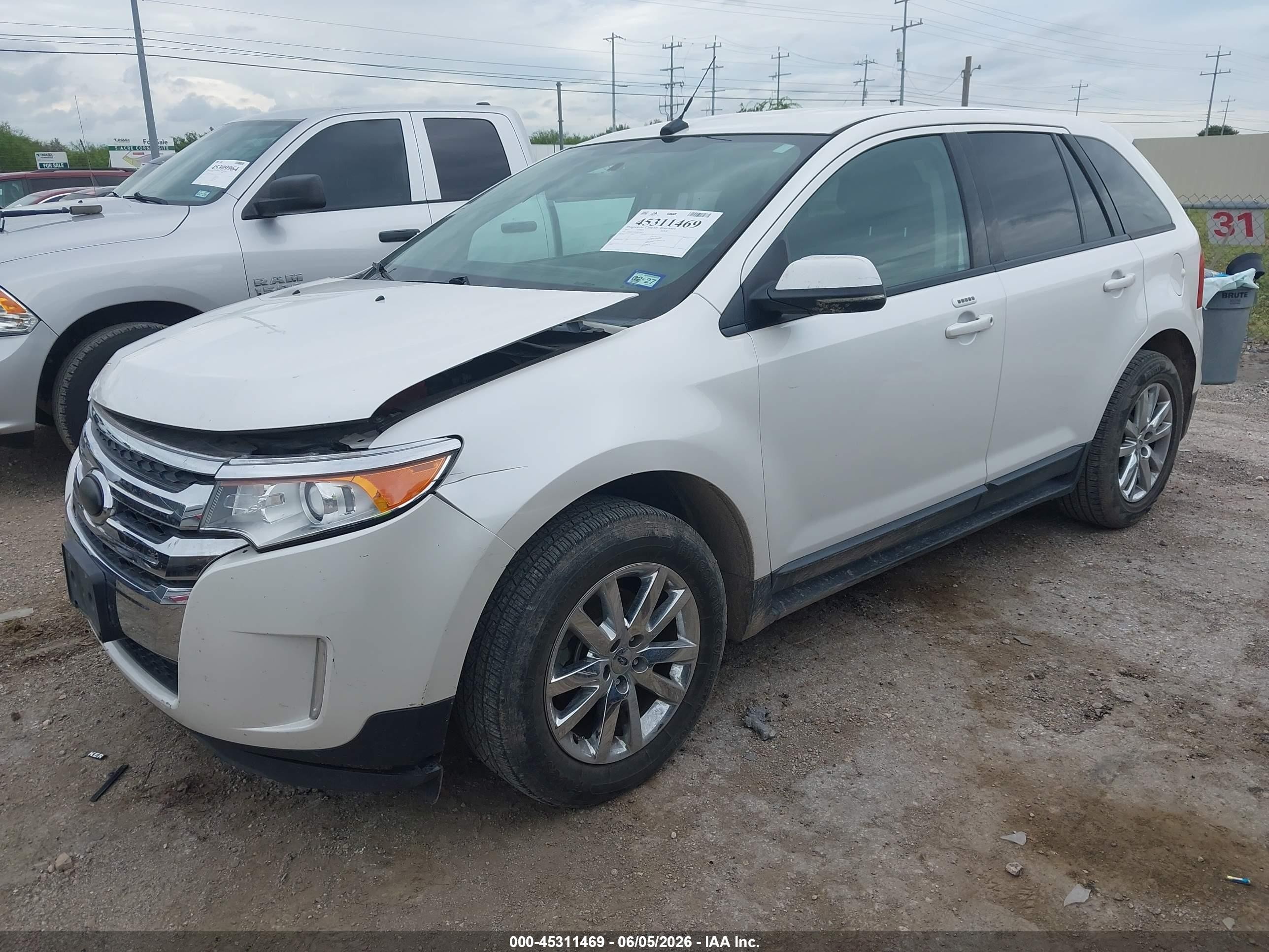 2013 Ford Edge Sel White vin: 2FMDK3J95DBB70025