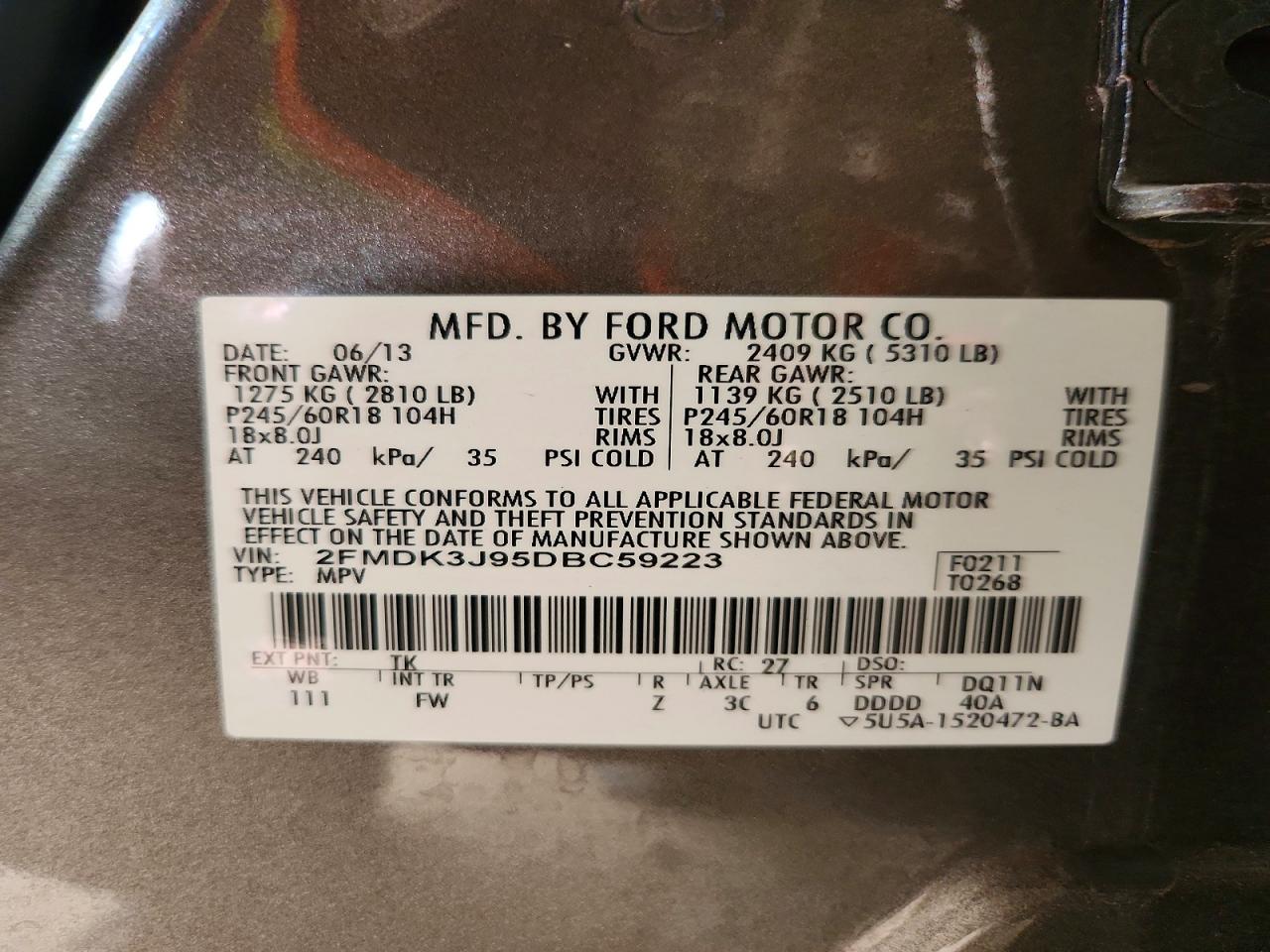 2013 Ford Edge Sel Brown vin: 2FMDK3J95DBC59223