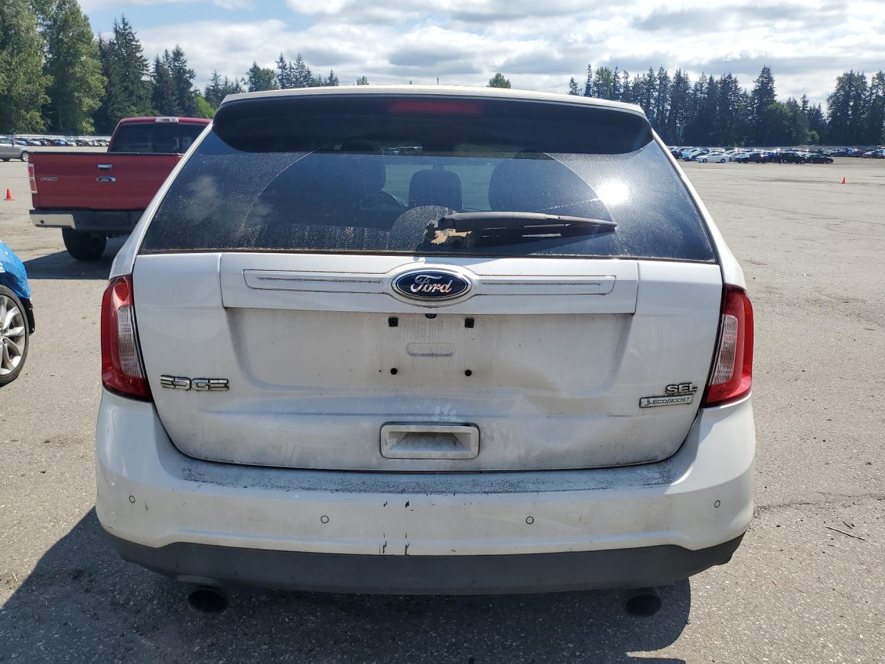 2013 Ford Edge Sel White vin: 2FMDK3J96DBC81991 Damage: Rear Bumper, Multiple Scratches Heavy, 4