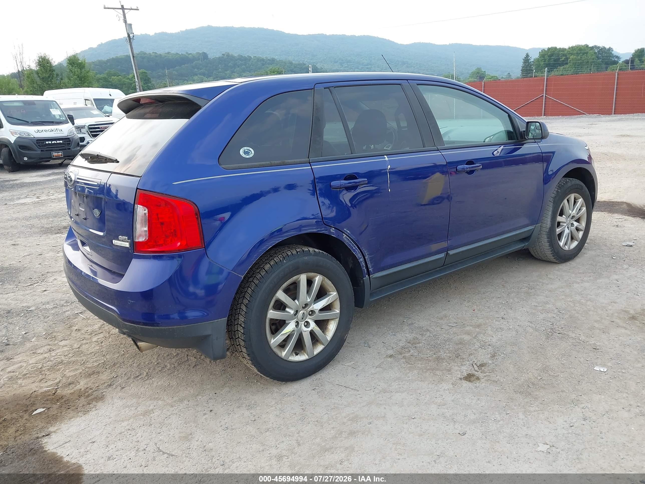 2013 Ford Edge Sel Blue vin: 2FMDK3J98DBA47500