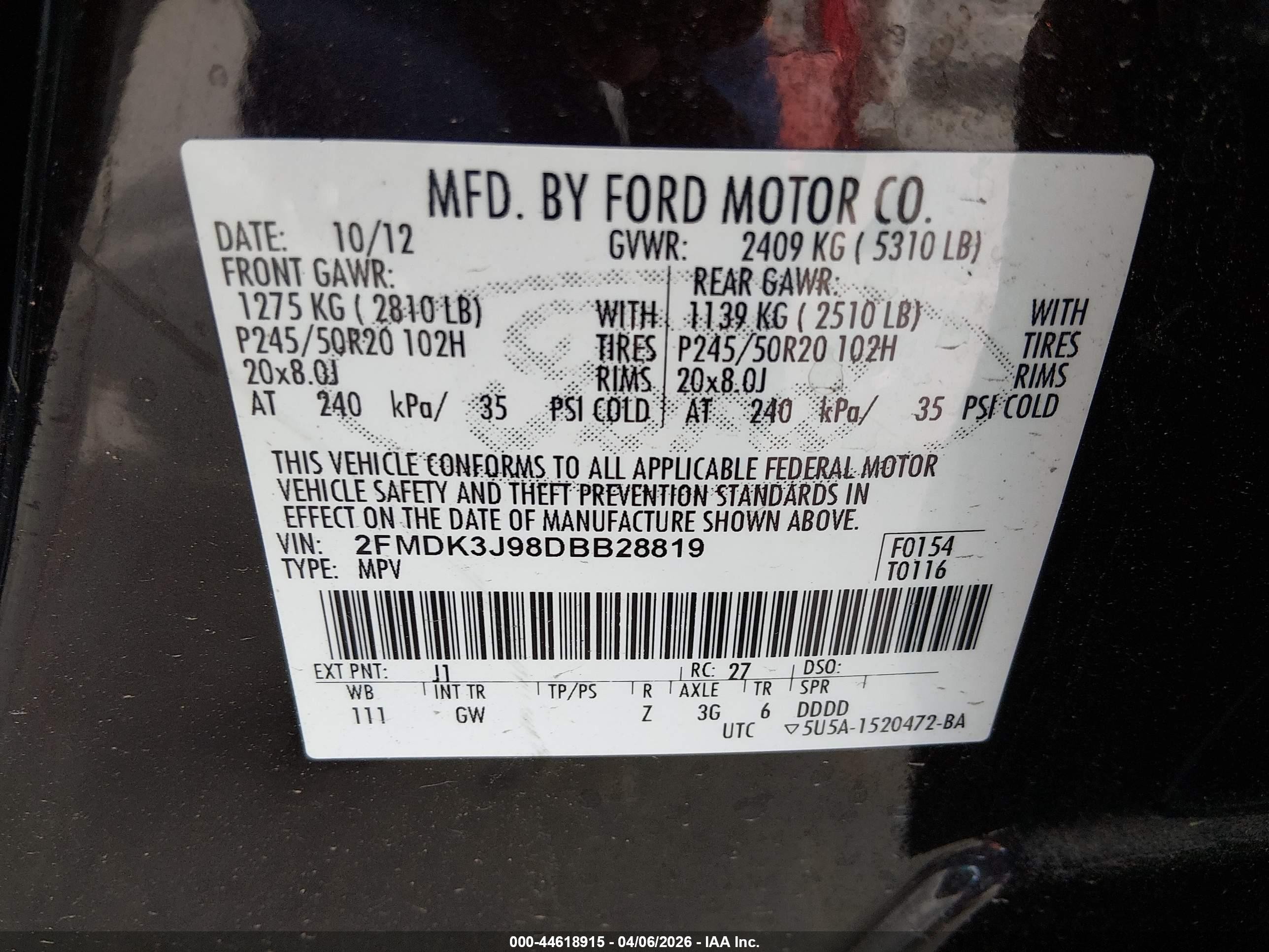 2013 Ford Edge Sel Dark Brown vin: 2FMDK3J98DBB28819