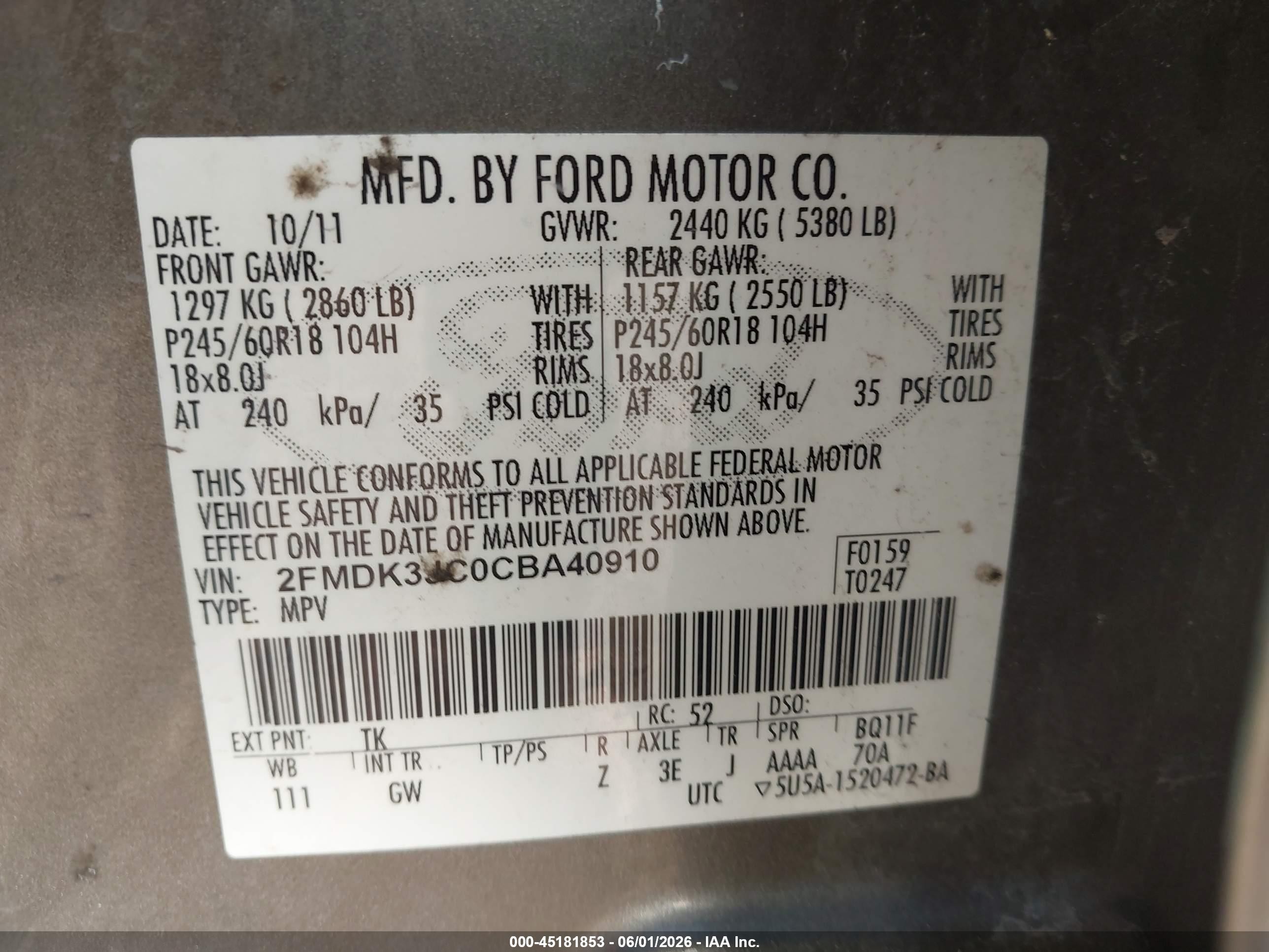 2012 Ford Edge Sel Brown vin: 2FMDK3JC0CBA40910