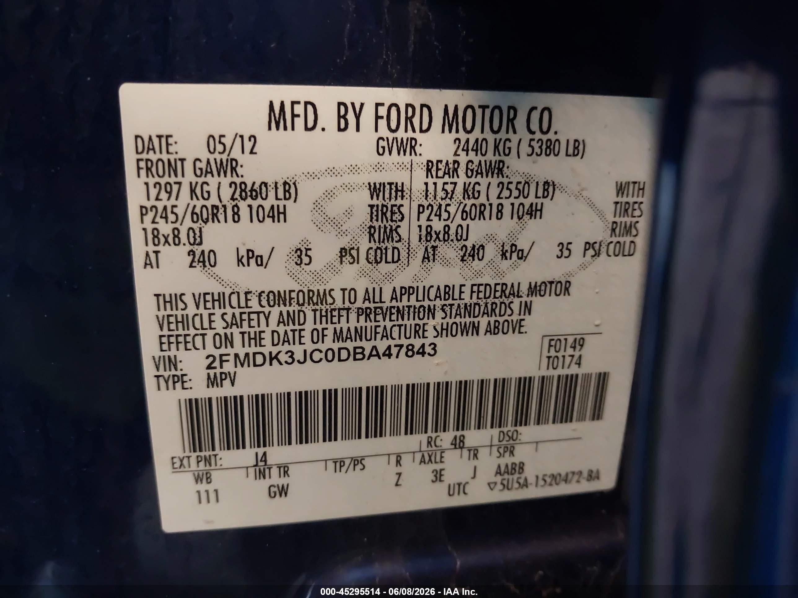 2013 Ford Edge Sel Синий vin: 2FMDK3JC0DBA47843