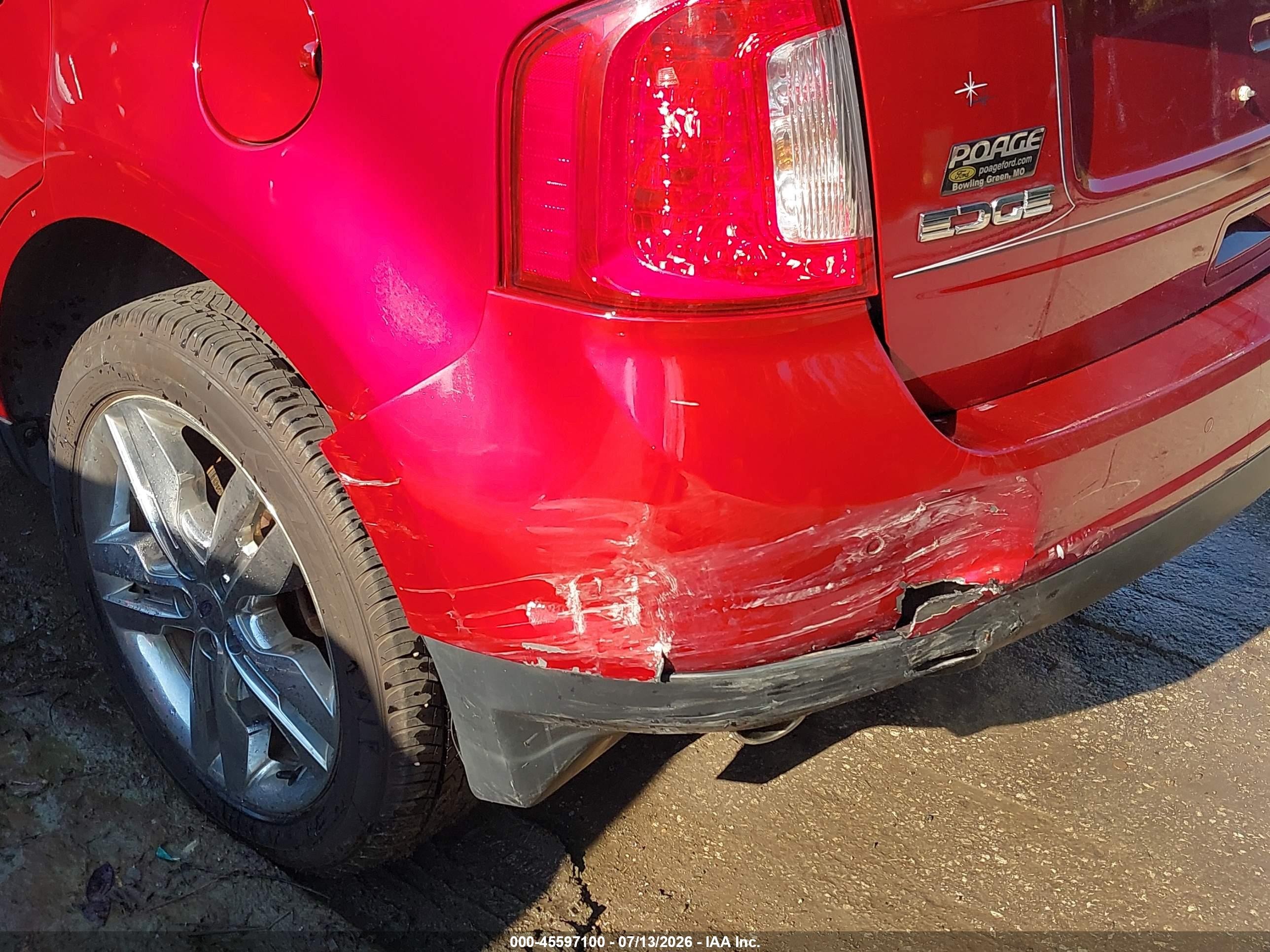 2013 Ford Edge Sel Red vin: 2FMDK3JC0DBC02102