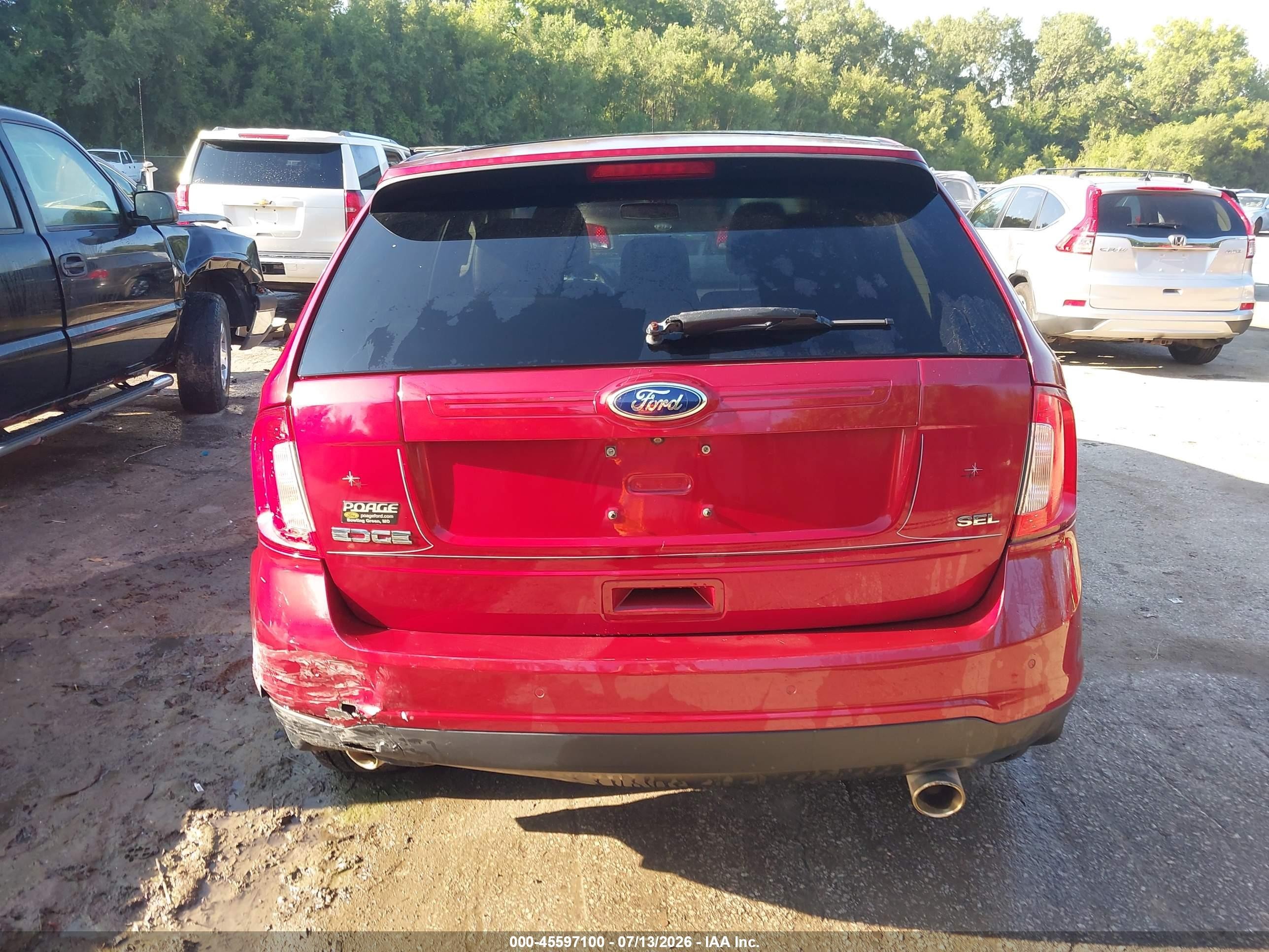 2013 Ford Edge Sel Red vin: 2FMDK3JC0DBC02102