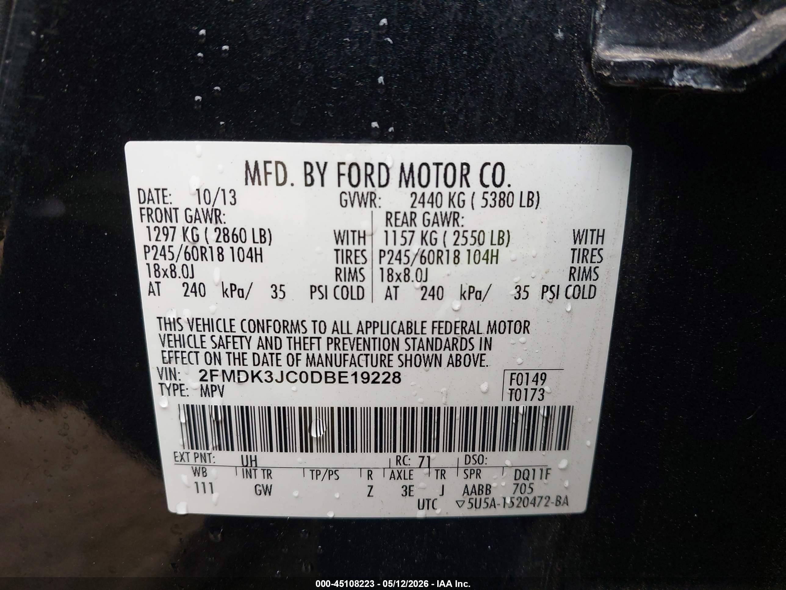 2013 Ford Edge Sel Black vin: 2FMDK3JC0DBE19228