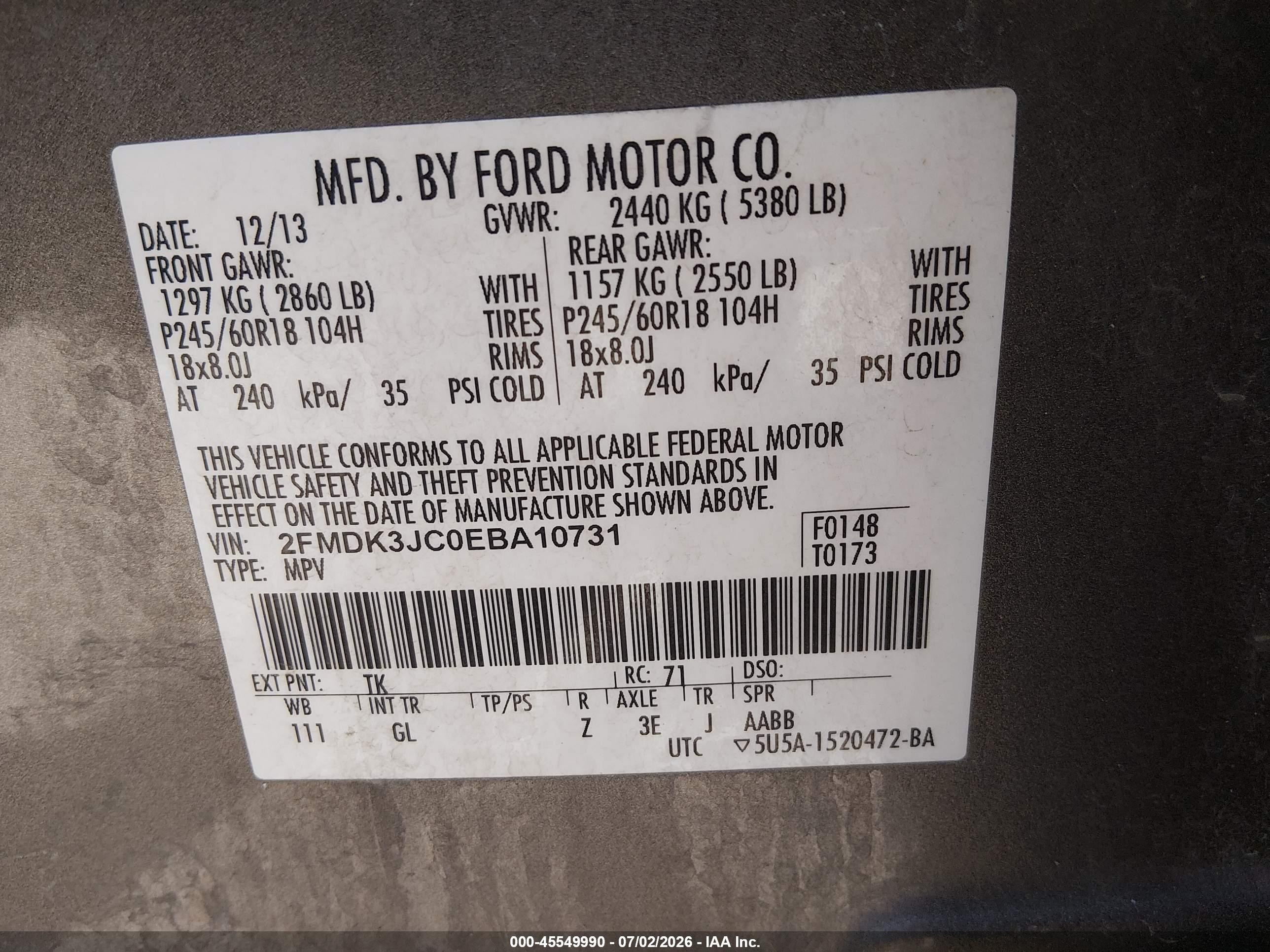 2014 Ford Edge Sel Gray vin: 2FMDK3JC0EBA10731