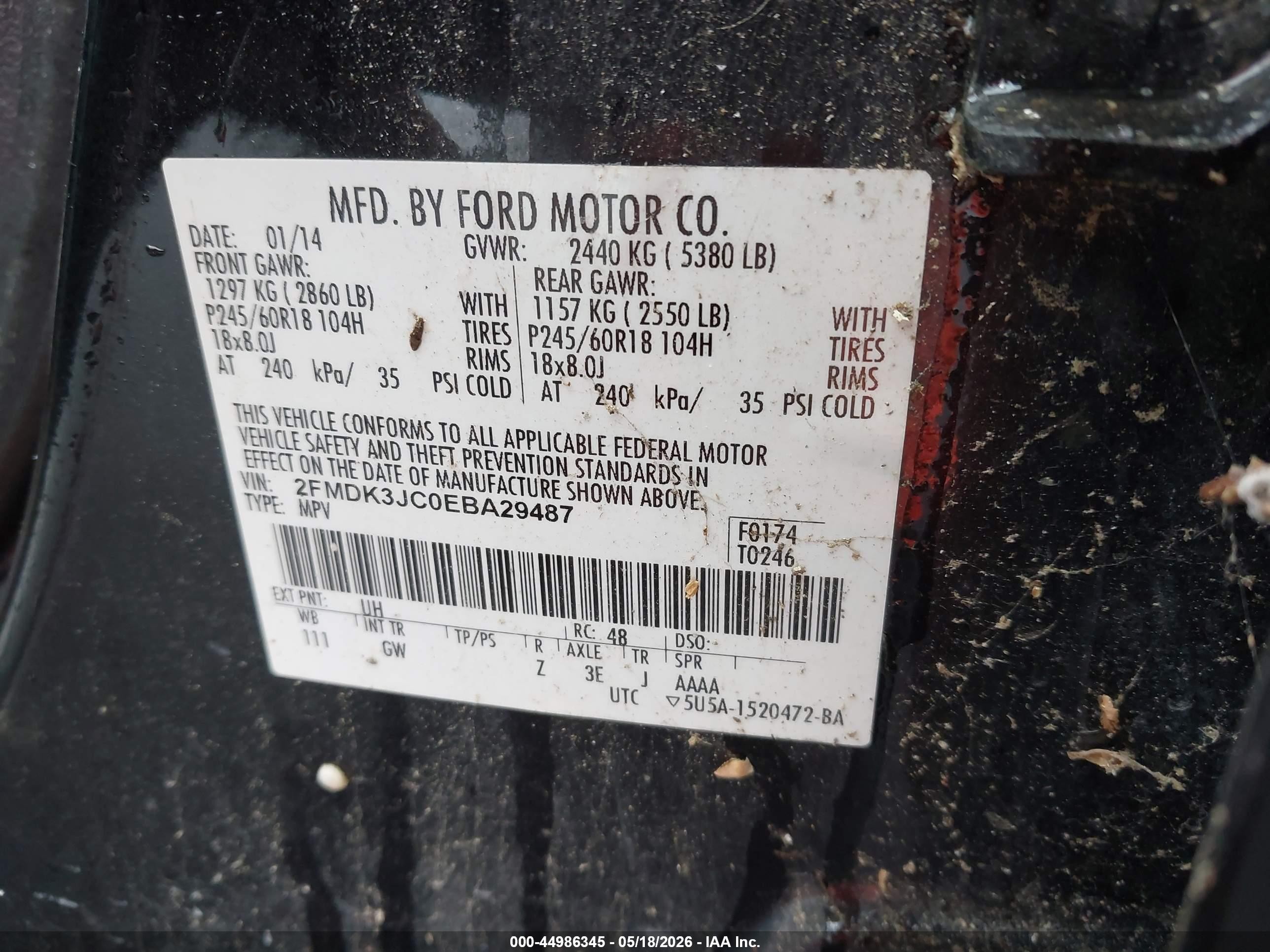 2014 Ford Edge Sel Black vin: 2FMDK3JC0EBA29487