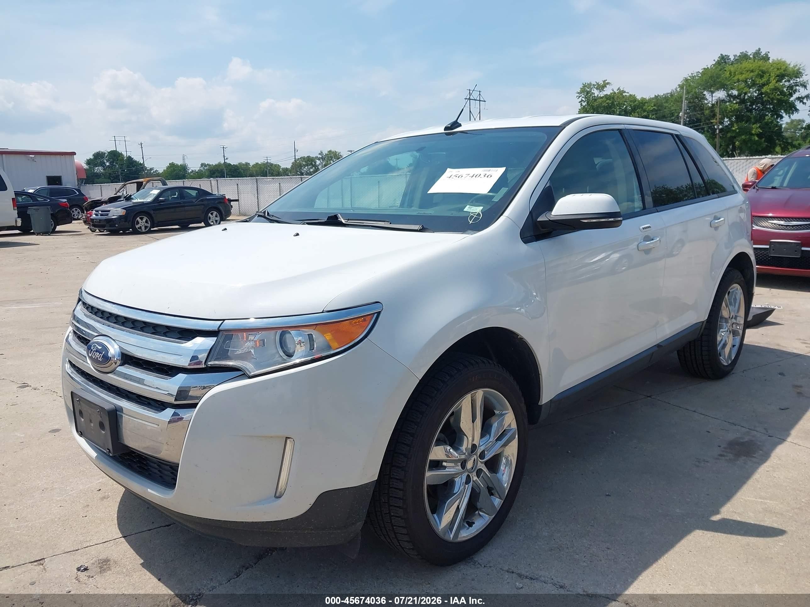 2014 Ford Edge Sel White vin: 2FMDK3JC0EBB82130