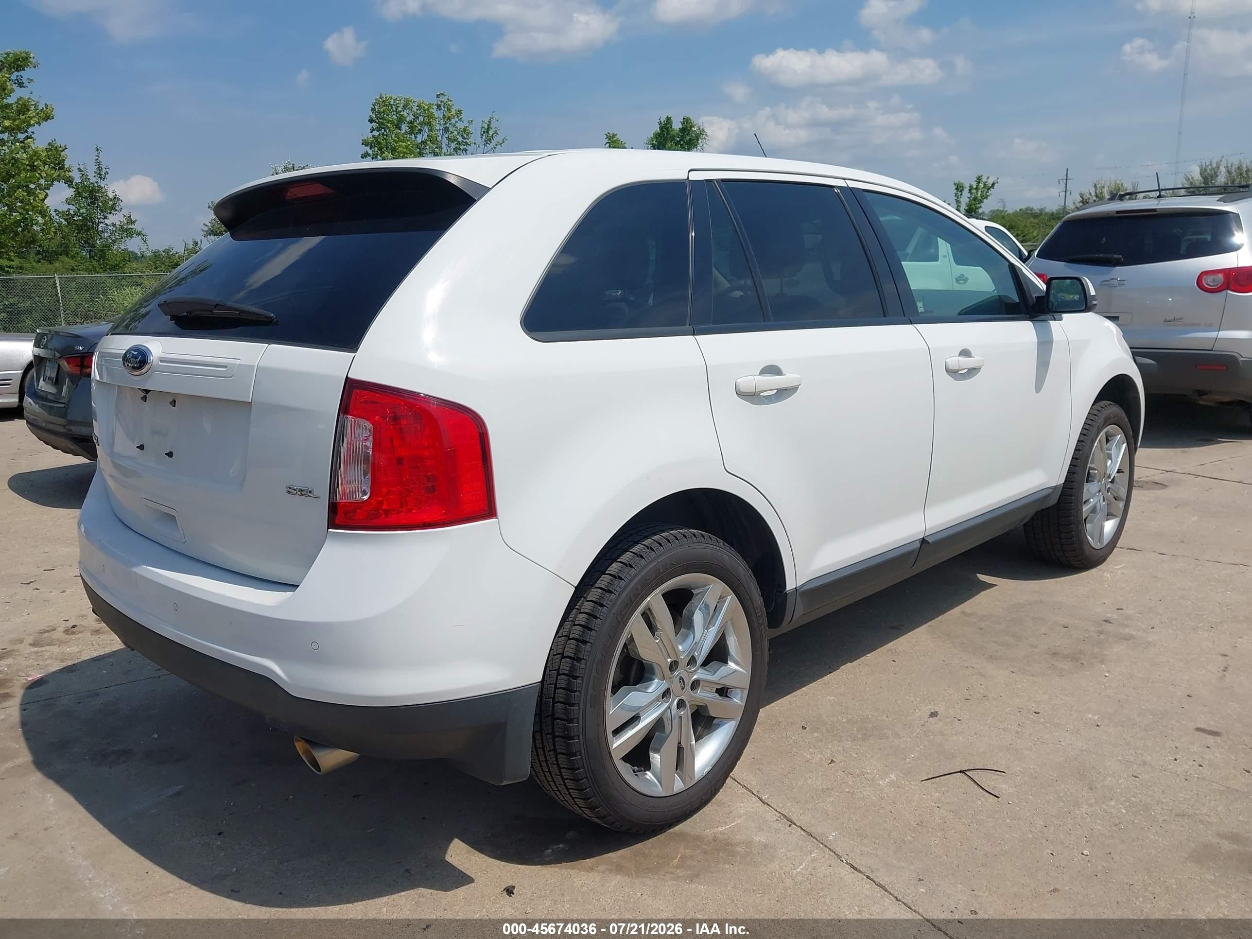 2014 Ford Edge Sel White vin: 2FMDK3JC0EBB82130