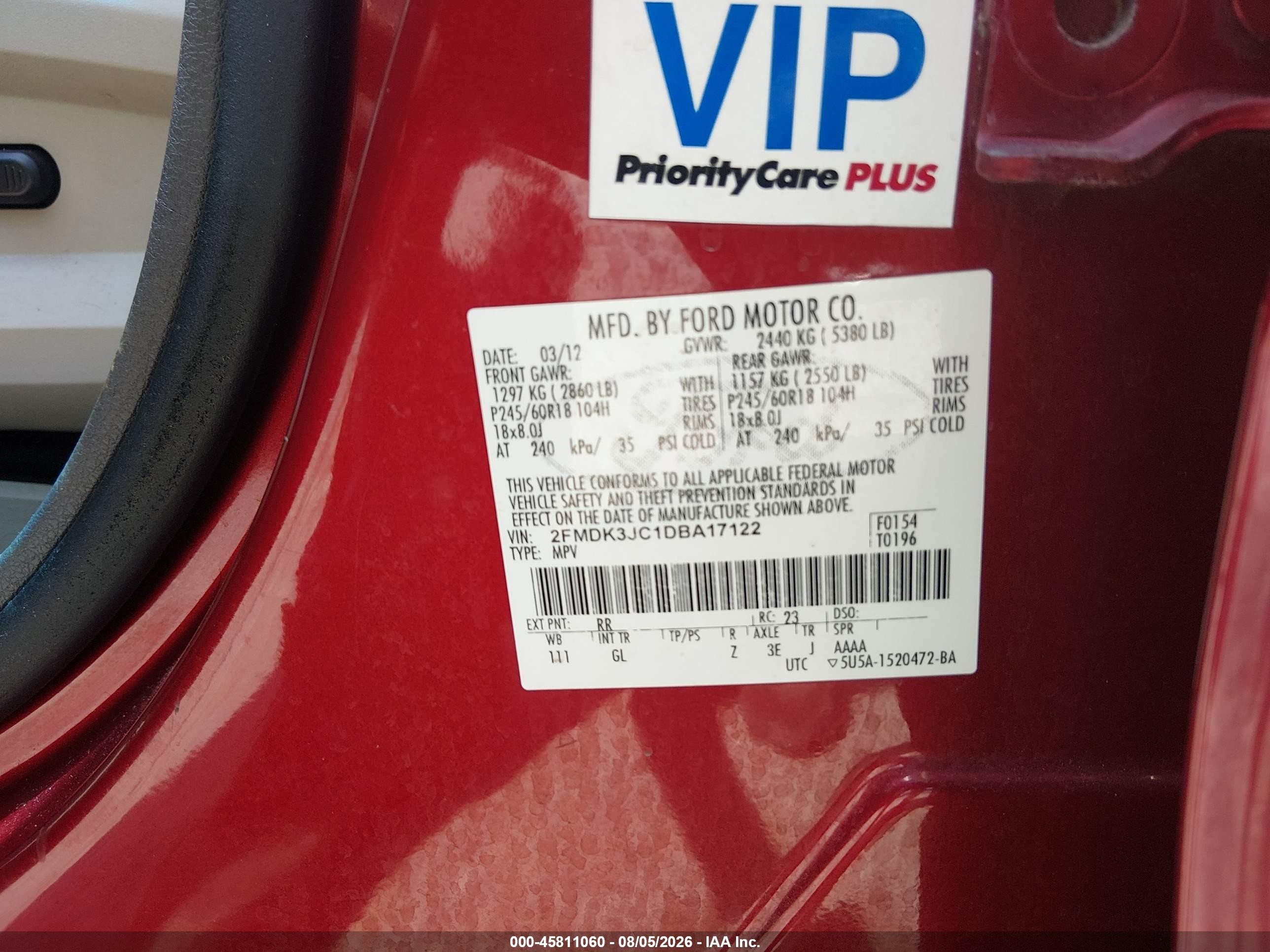 2013 Ford Edge Sel Red vin: 2FMDK3JC1DBA17122