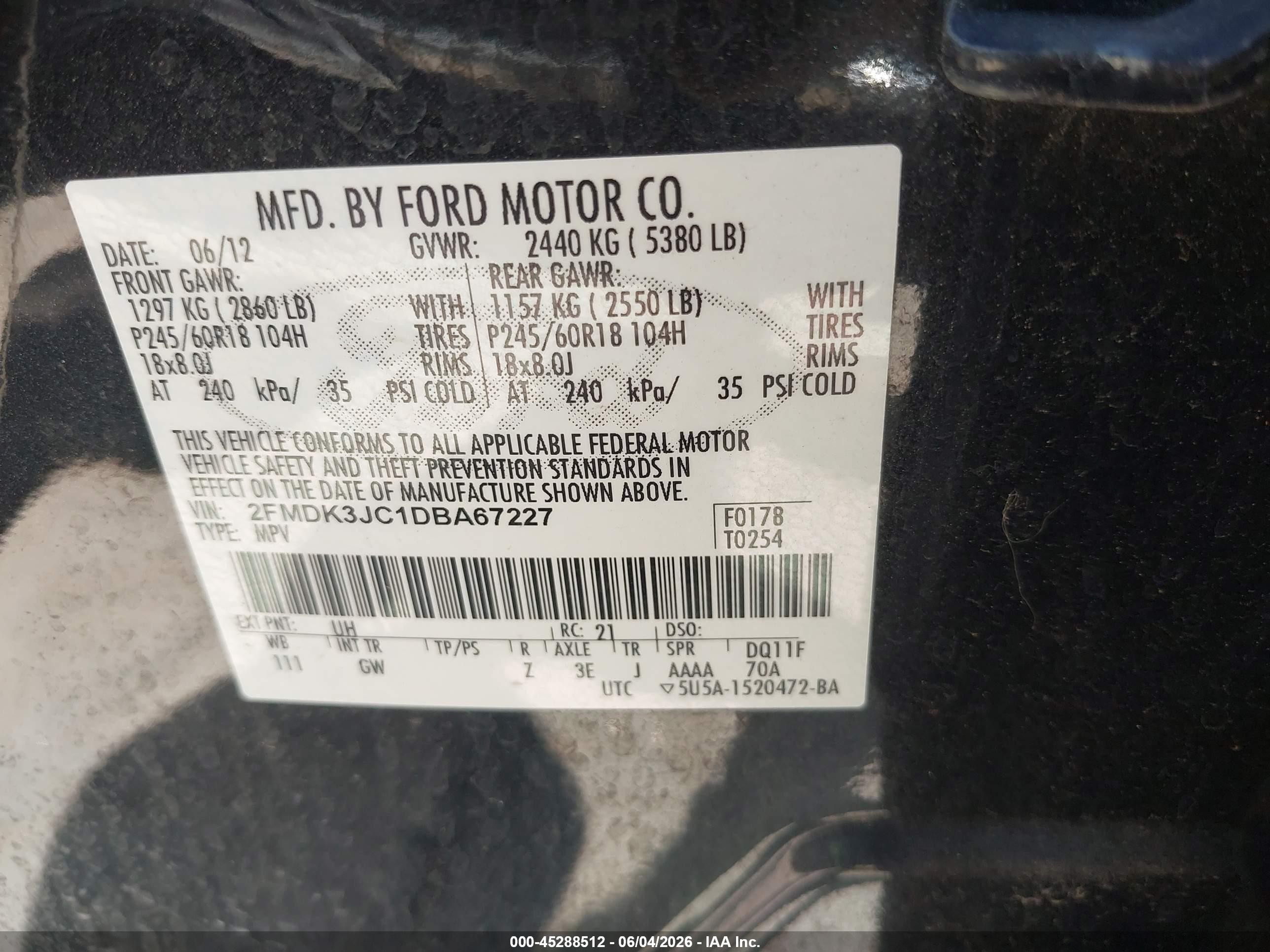 2013 Ford Edge Sel Black vin: 2FMDK3JC1DBA67227