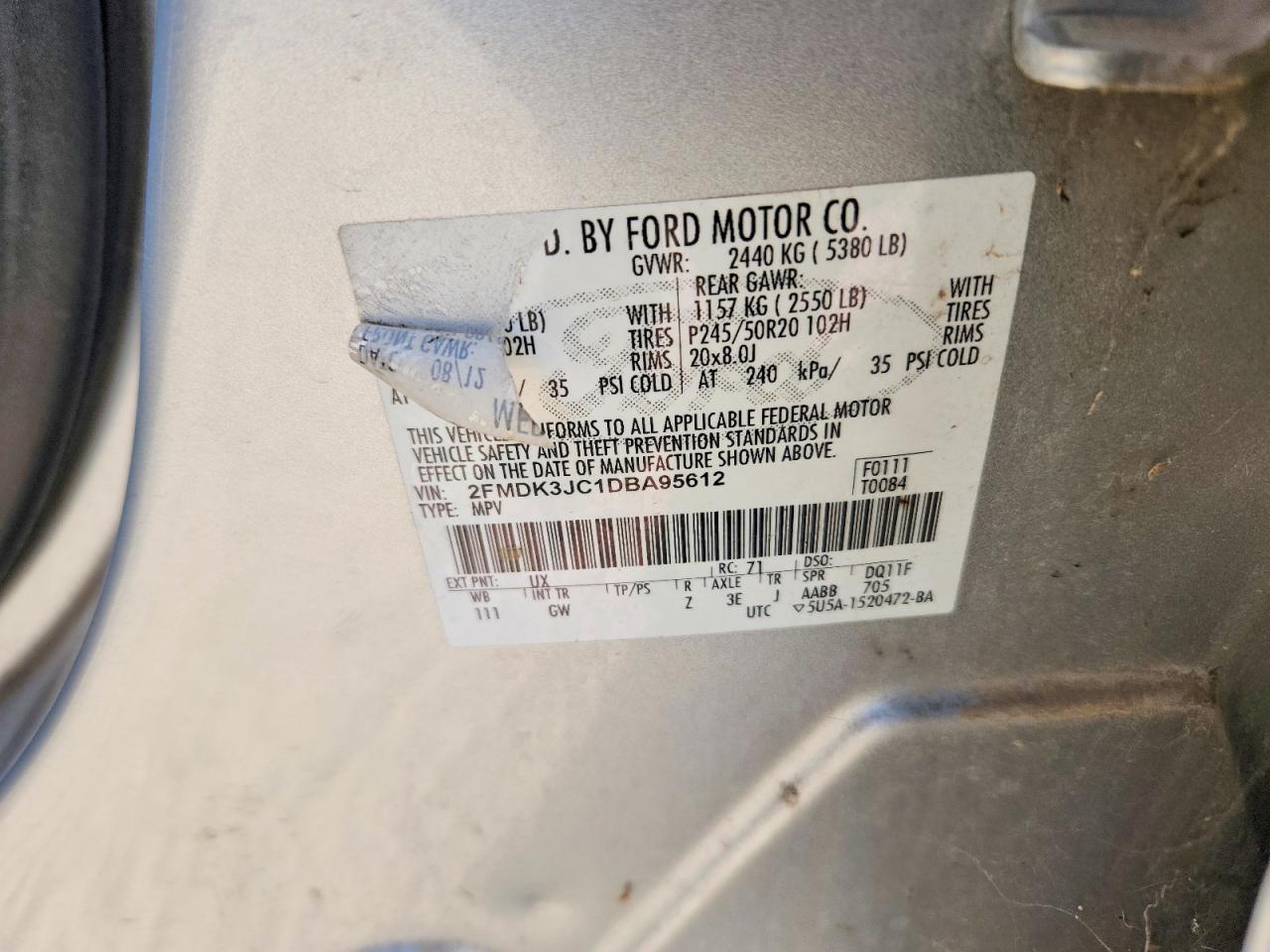 2013 Ford Edge Sel Серебряный vin: 2FMDK3JC1DBA95612
