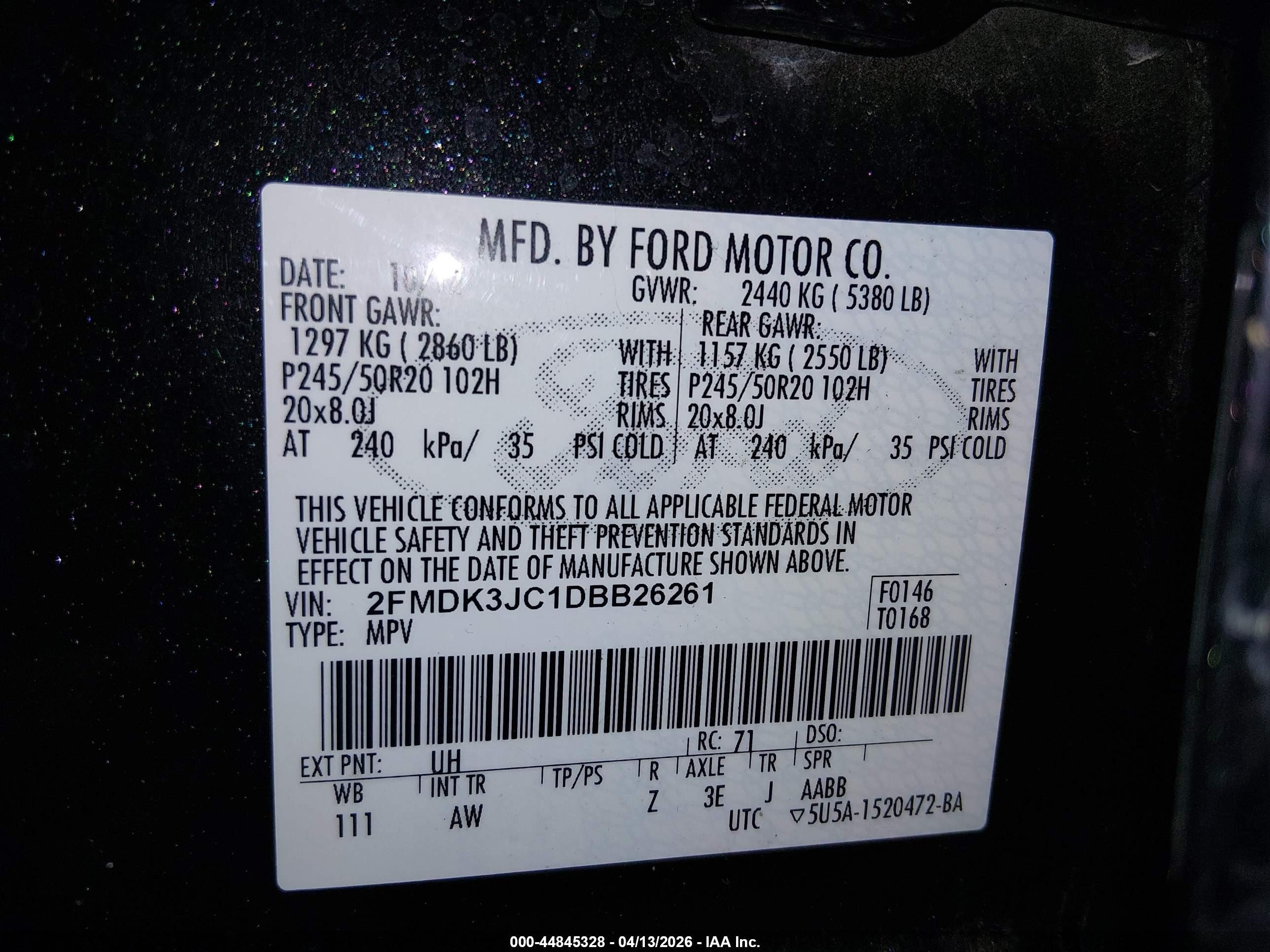 2013 Ford Edge Sel Black vin: 2FMDK3JC1DBB26261