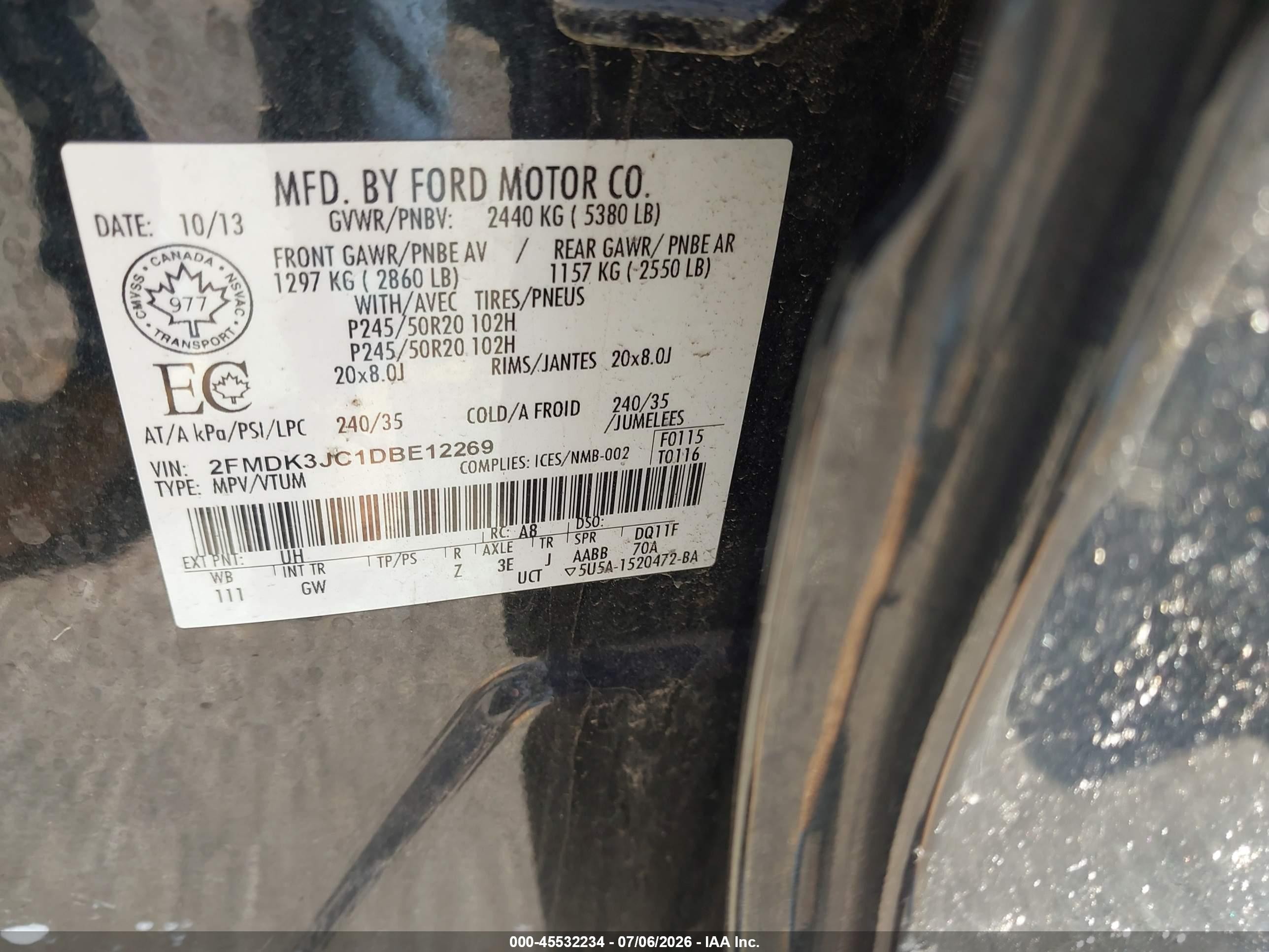 2013 Ford Edge Sel Черный vin: 2FMDK3JC1DBE12269