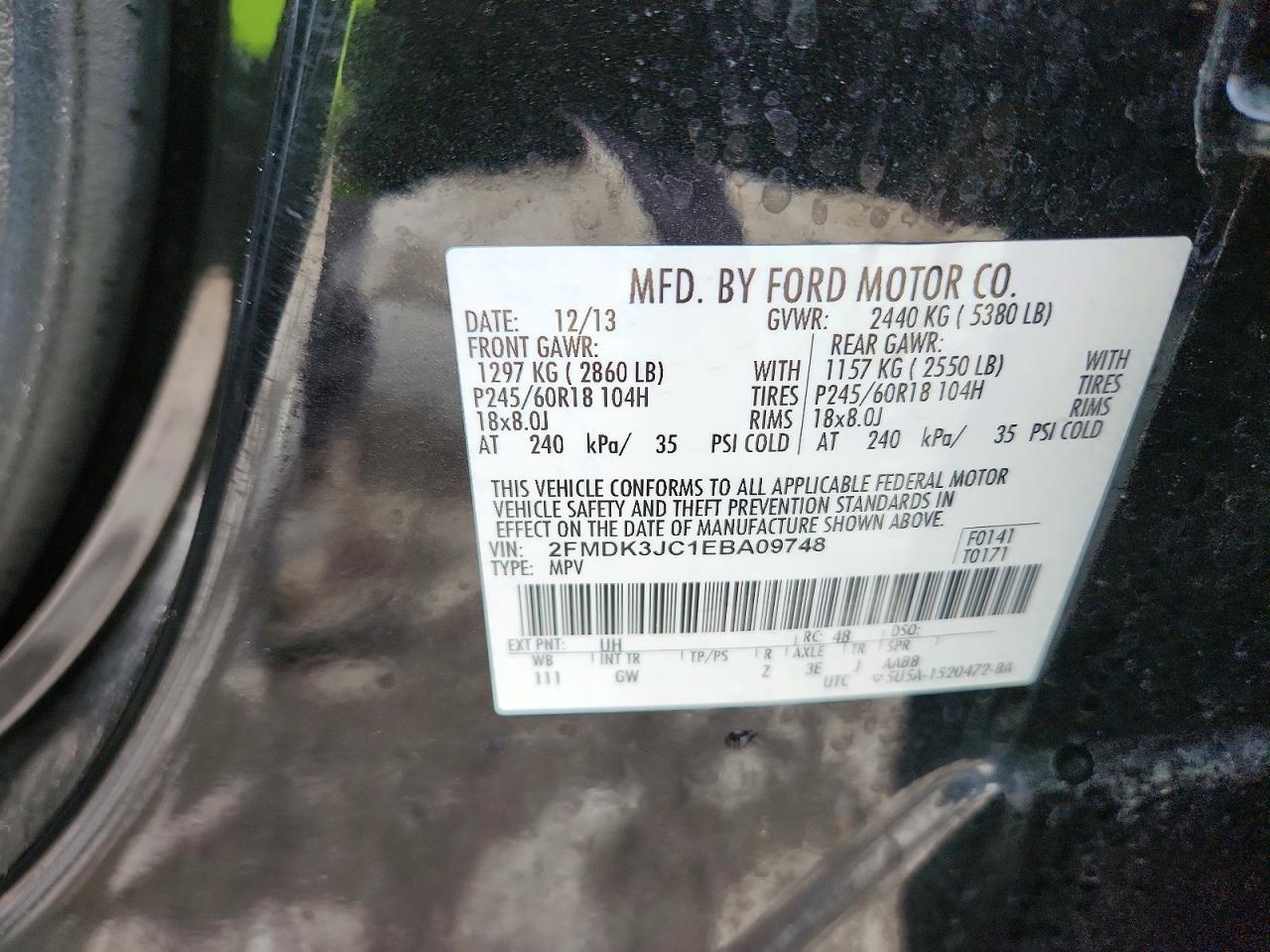 2014 Ford Edge Sel Black vin: 2FMDK3JC1EBA09748